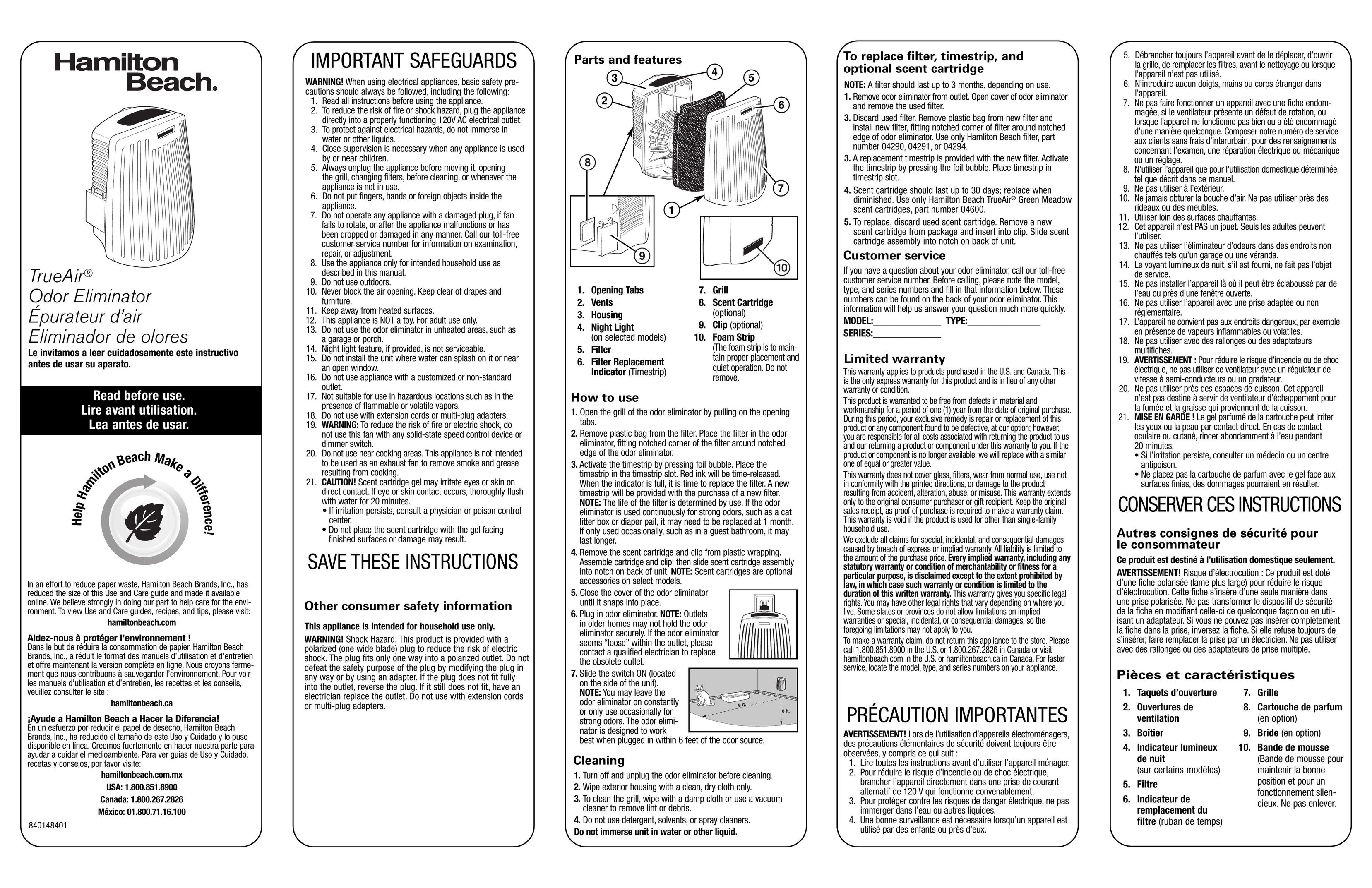 Hamilton Beach 04531GM Air Cleaner User Manual