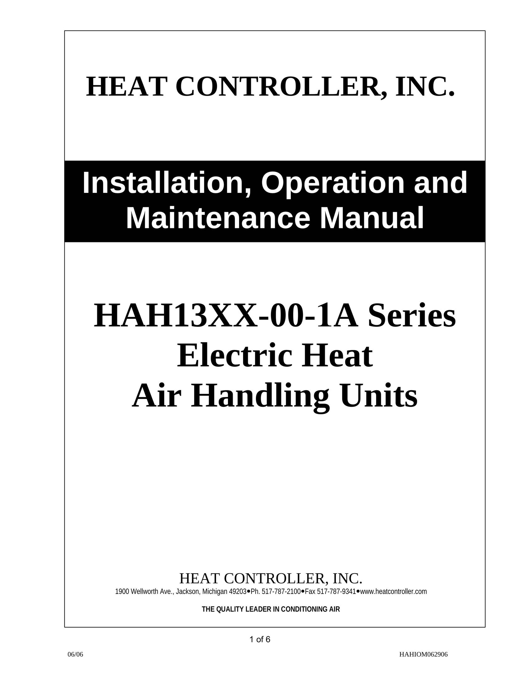 Heat Controller HAH13XX-00-1A Air Cleaner User Manual