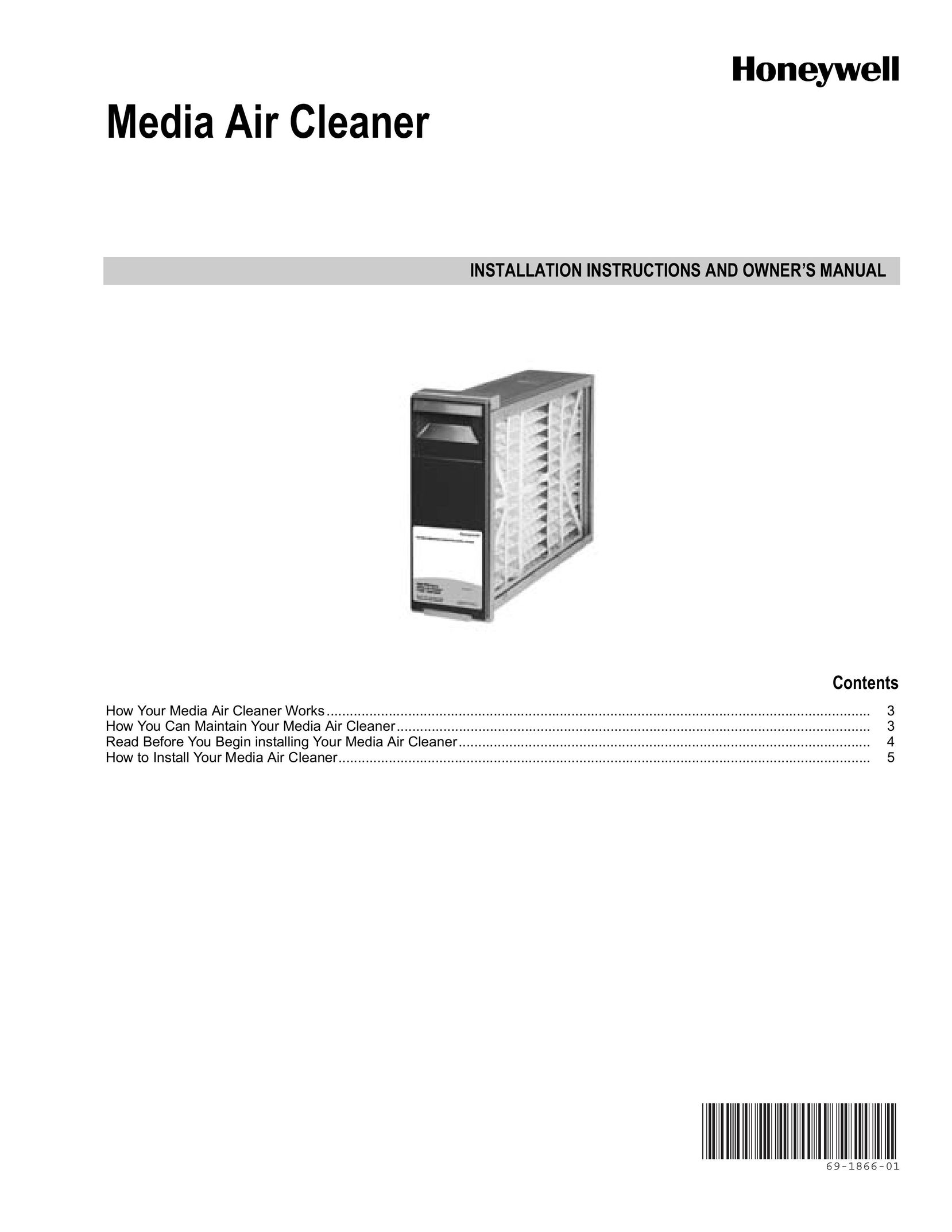 Honeywell 69-1866-01 Air Cleaner User Manual