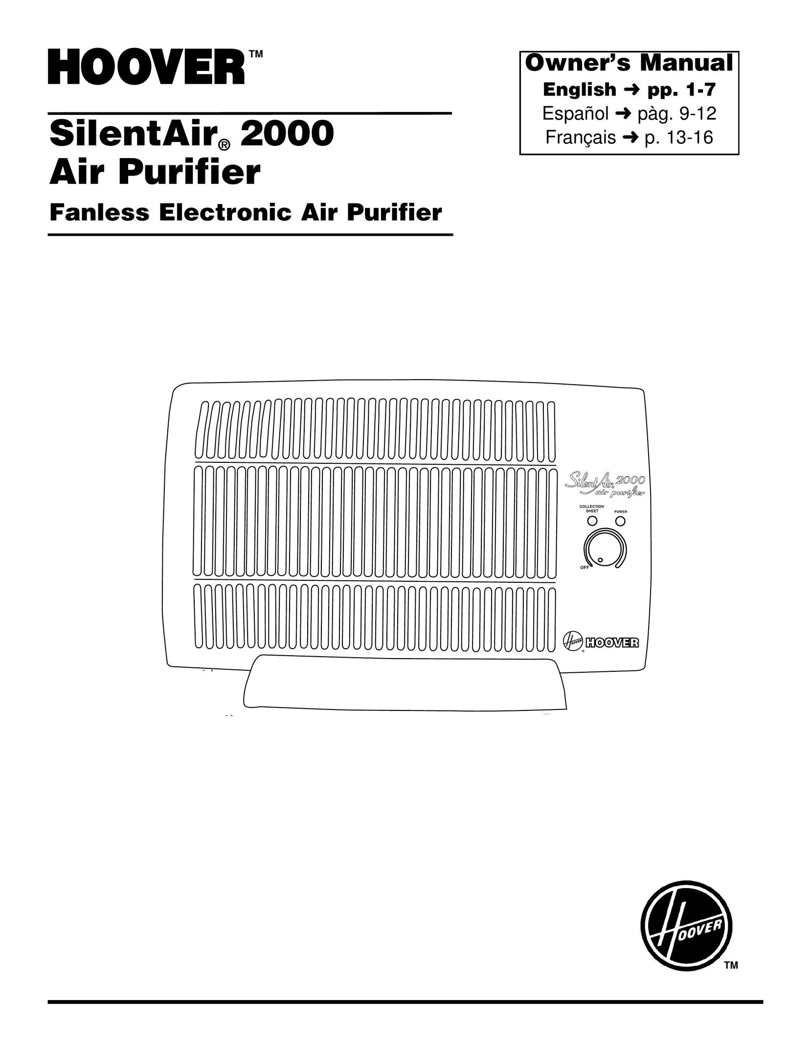 Hoover SilentAir 2000 Air Cleaner User Manual