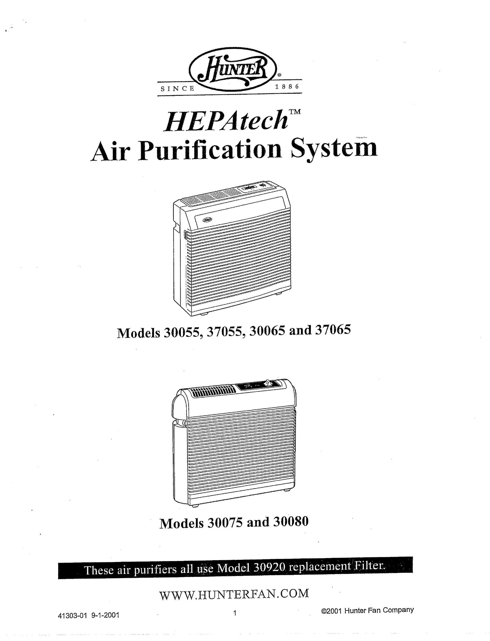 Hunter Fan 30080 Air Cleaner User Manual