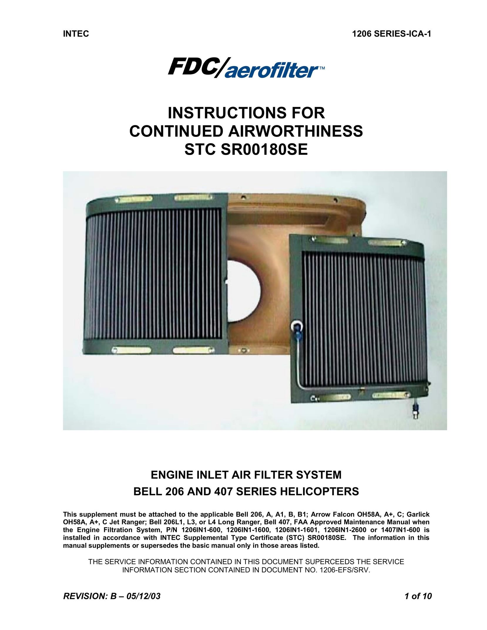 Intec STC SR00180SE Air Cleaner User Manual