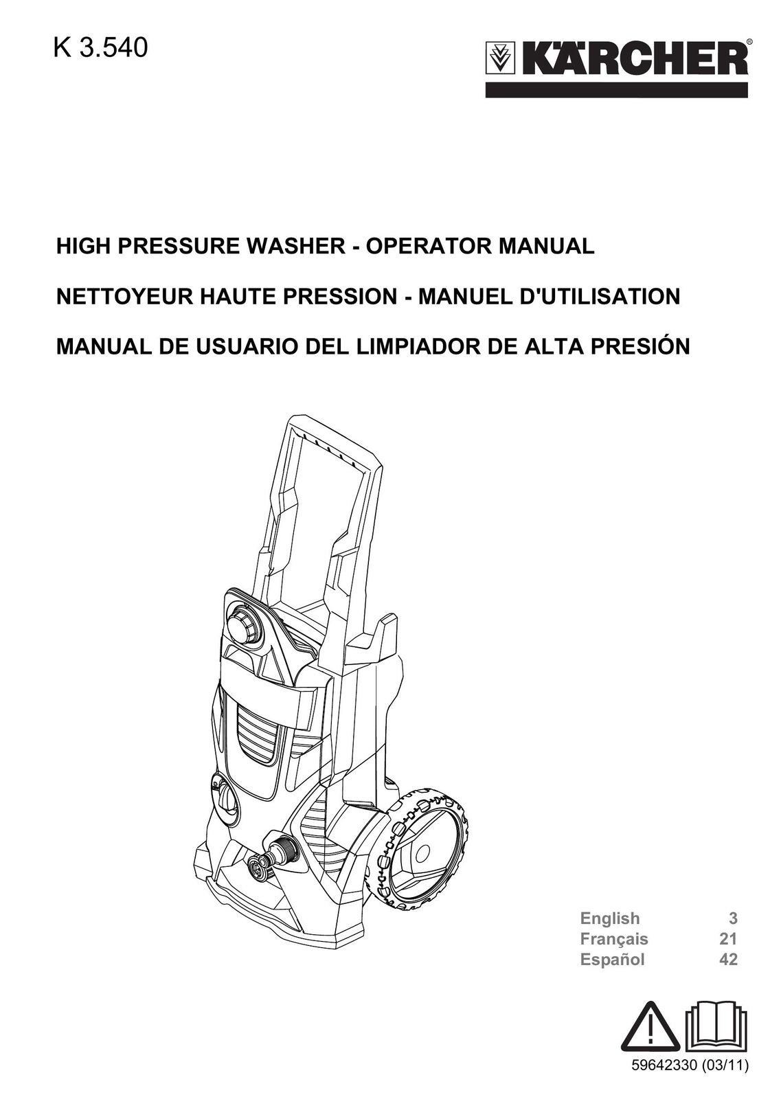 Karcher K 3.540 Air Cleaner User Manual