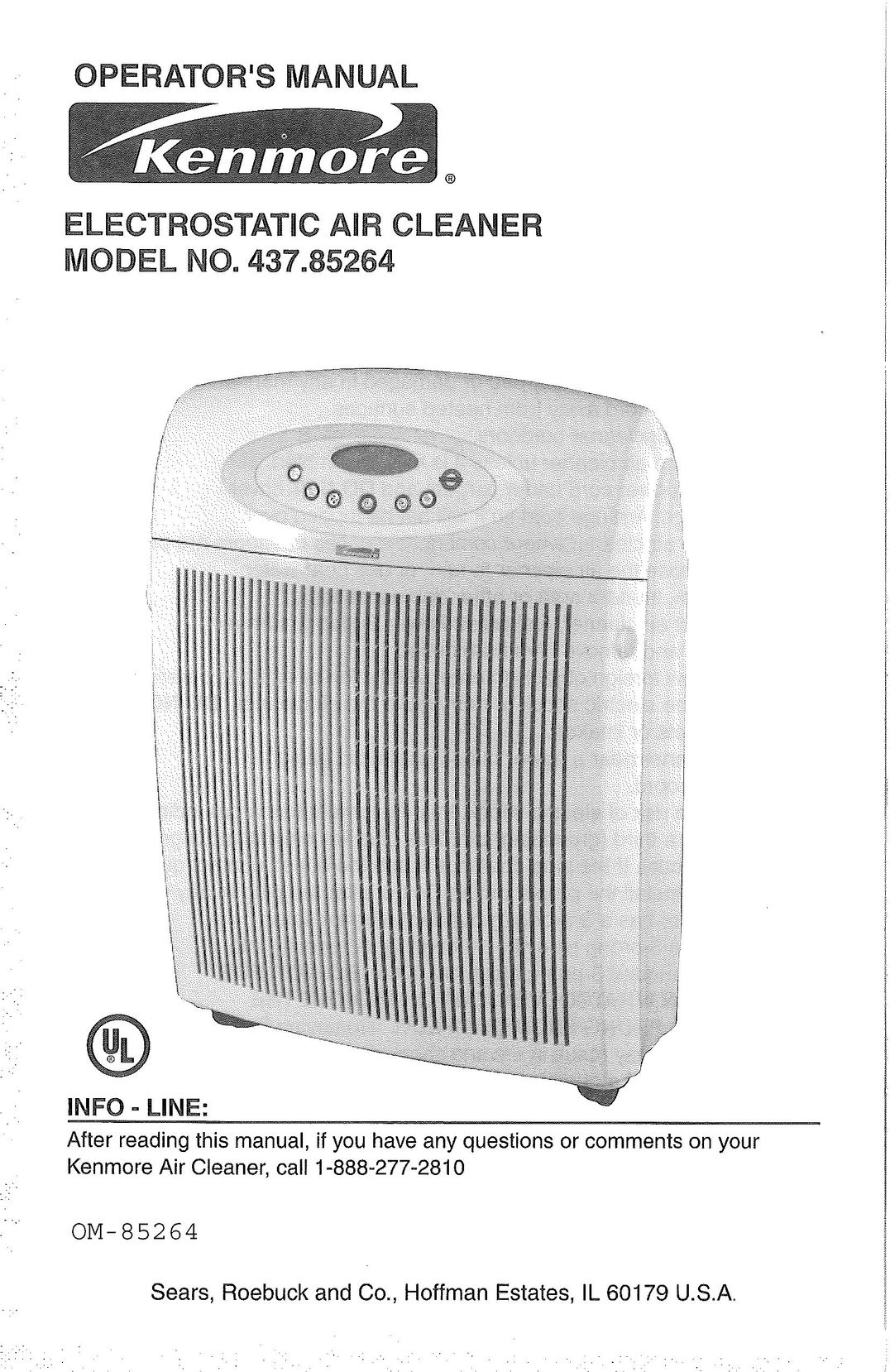 Kenmore 437.85264 Air Cleaner User Manual