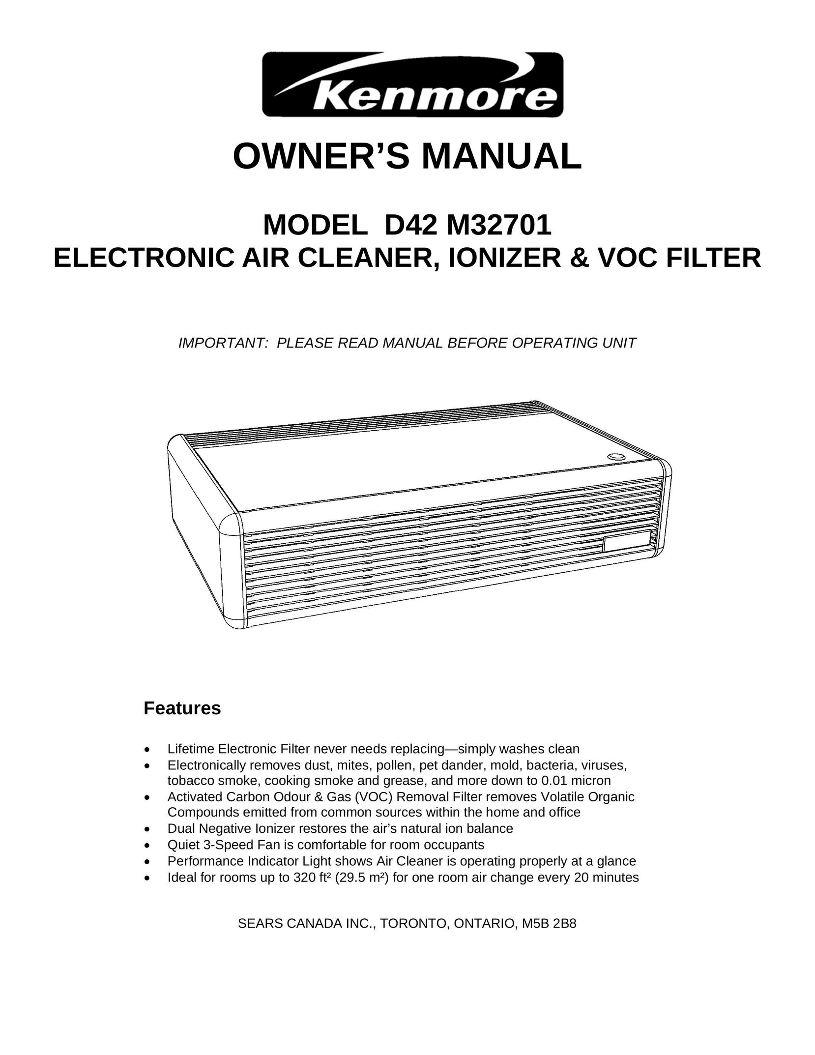 Kenmore D42 M32701 Air Cleaner User Manual