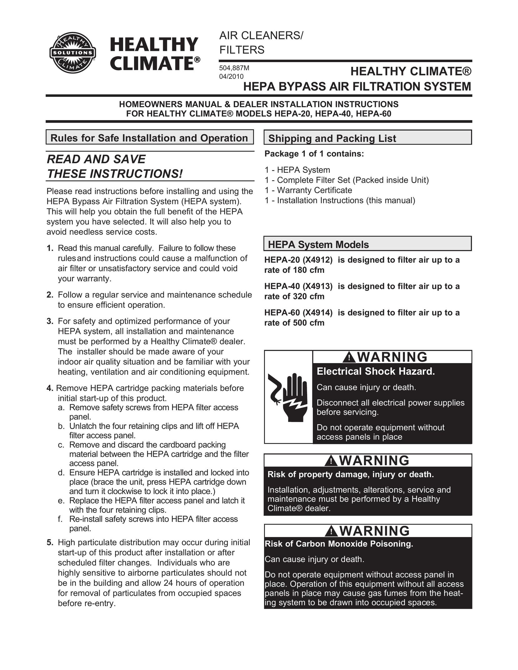 Lennox International Inc. 887M Air Cleaner User Manual