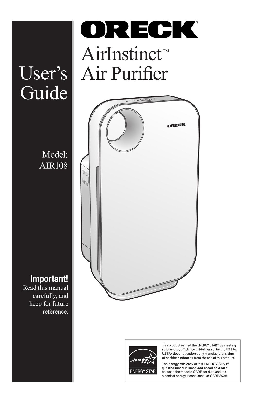Oreck Air Air Cleaner User Manual