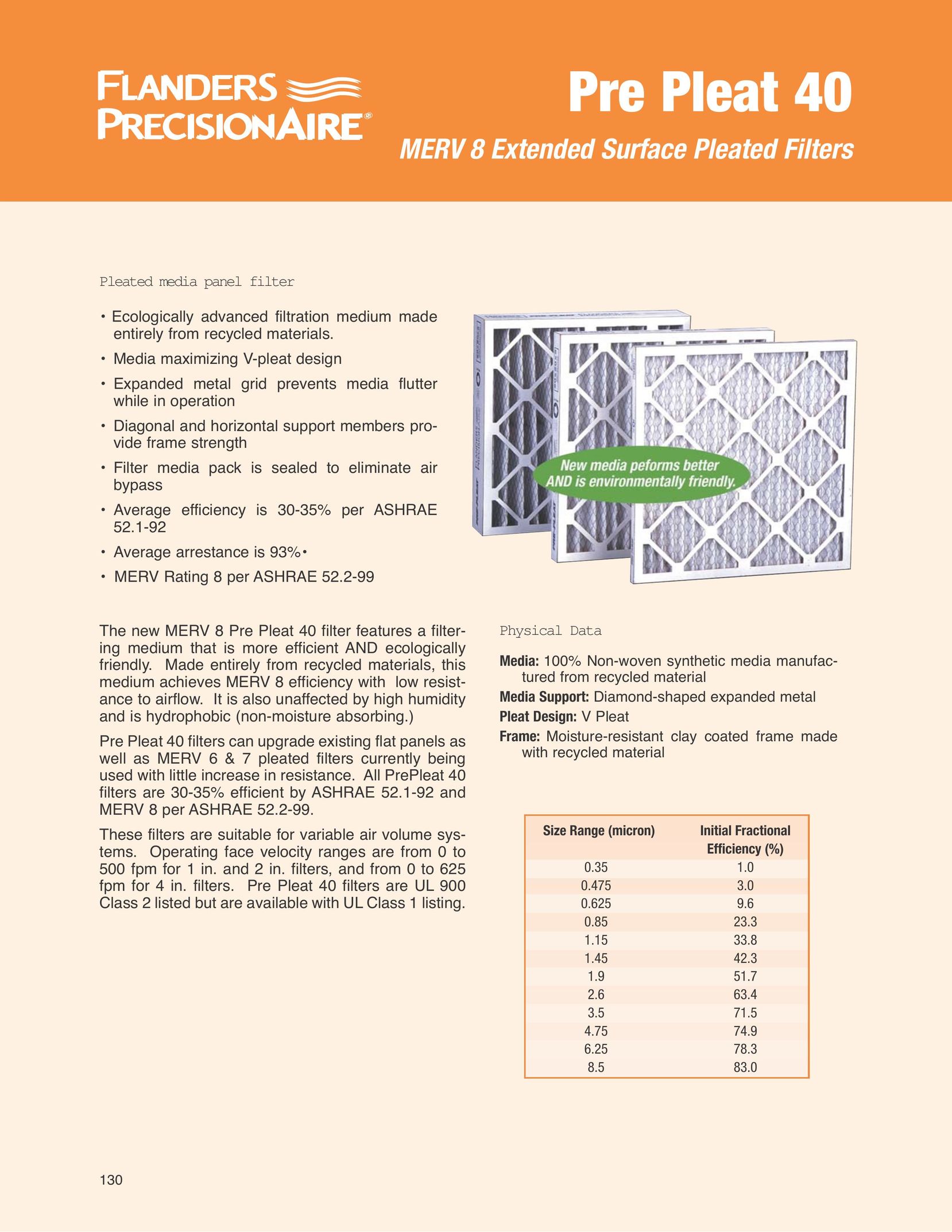 Precisionaire Pre Pleat 40 Air Cleaner User Manual