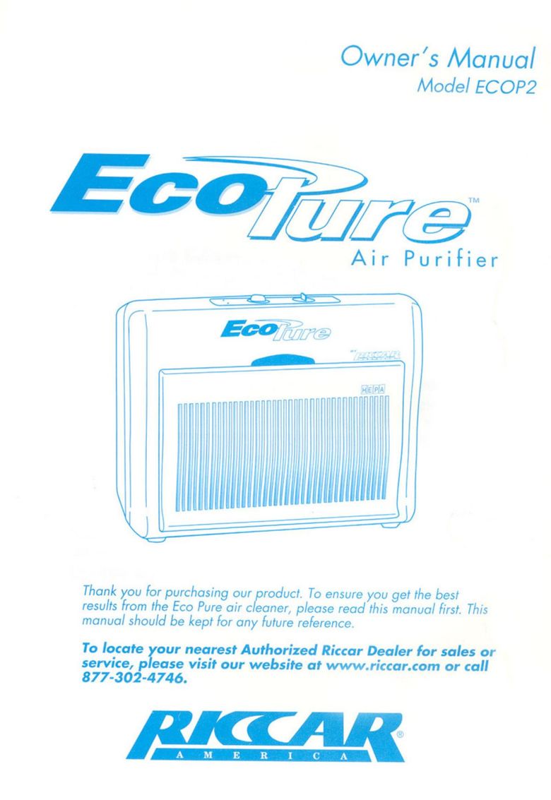 Riccar ECOP2 Air Cleaner User Manual