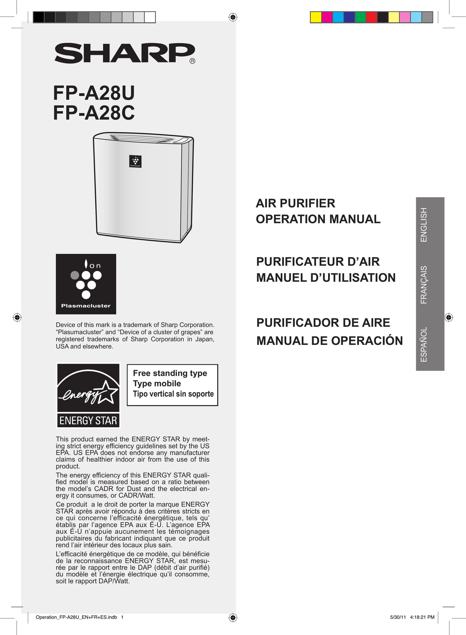 Sharp FP-A28C Air Cleaner User Manual
