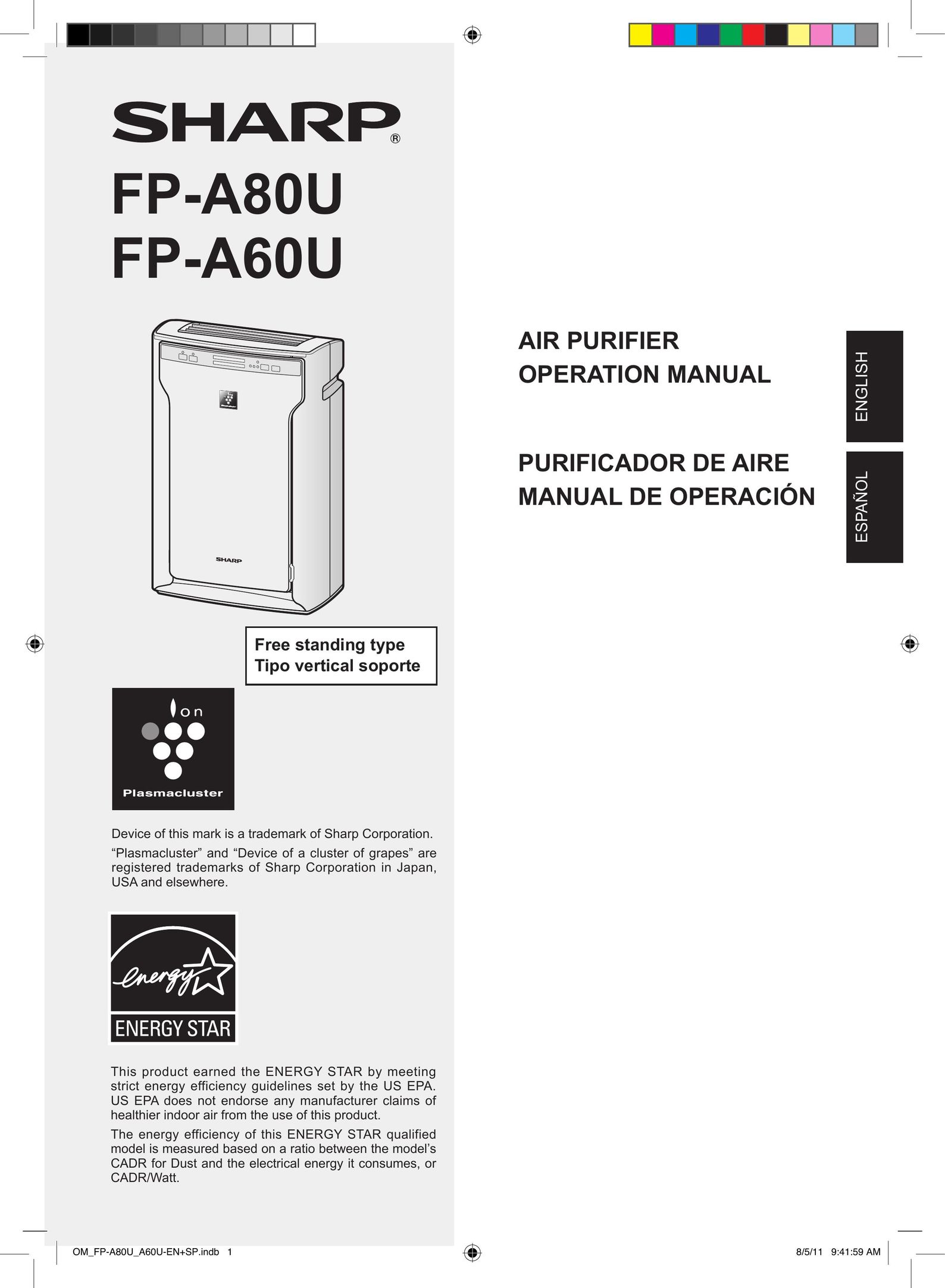 Sharp FP-A80UW Air Cleaner User Manual