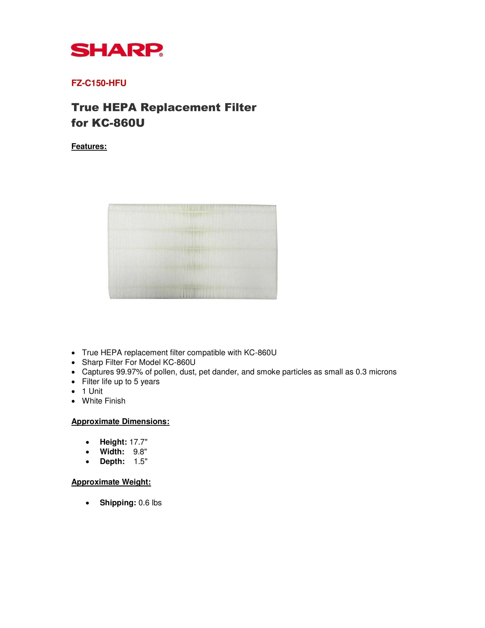 Sharp FZC150HFU Air Cleaner User Manual