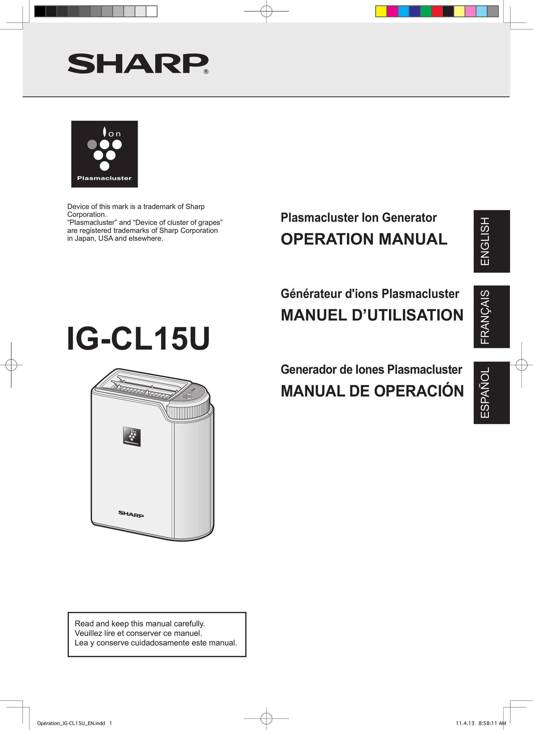 Sharp IG-CL15U Air Cleaner User Manual
