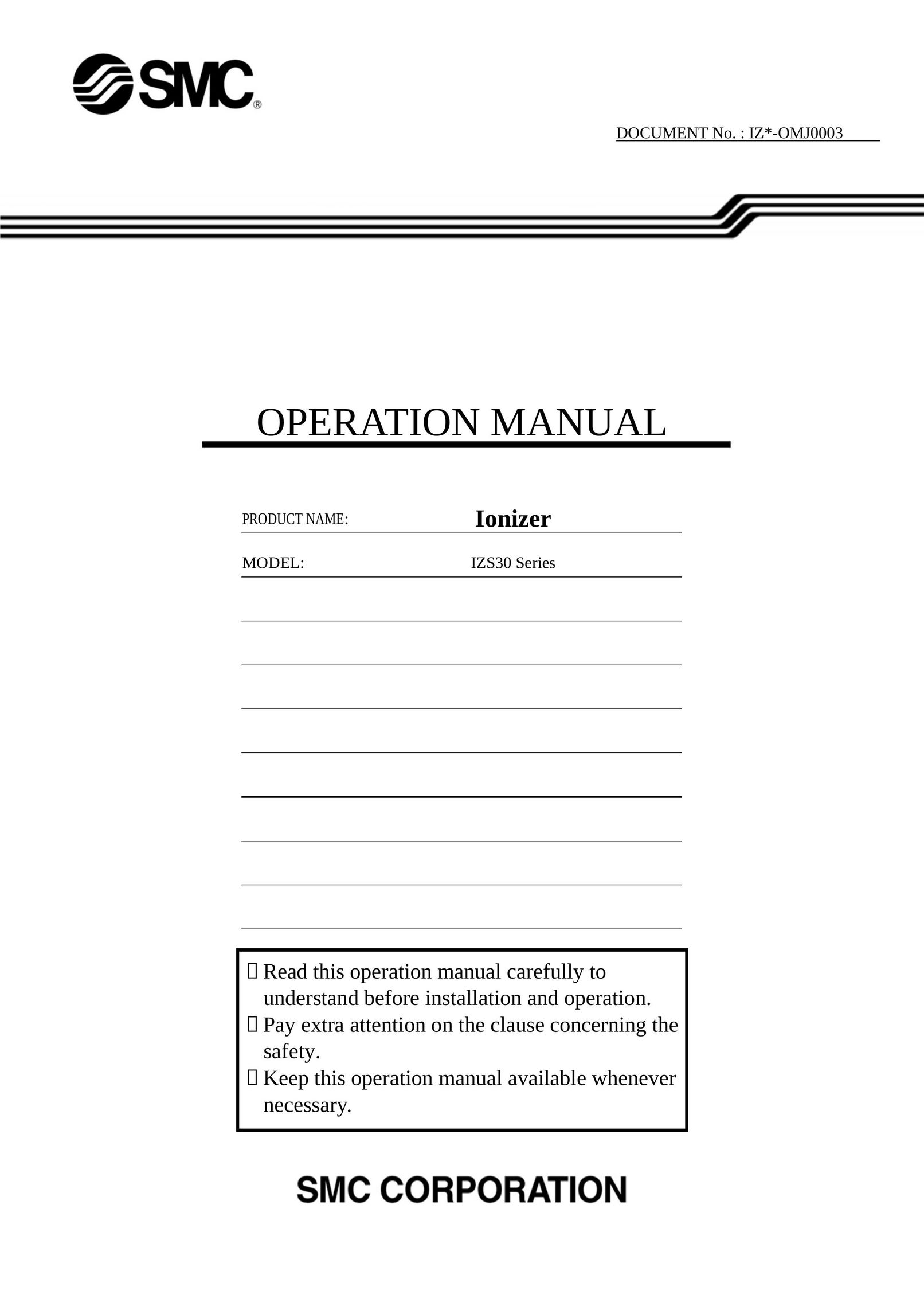 Sierra Monitor Corporation IZS30 SERIES Air Cleaner User Manual