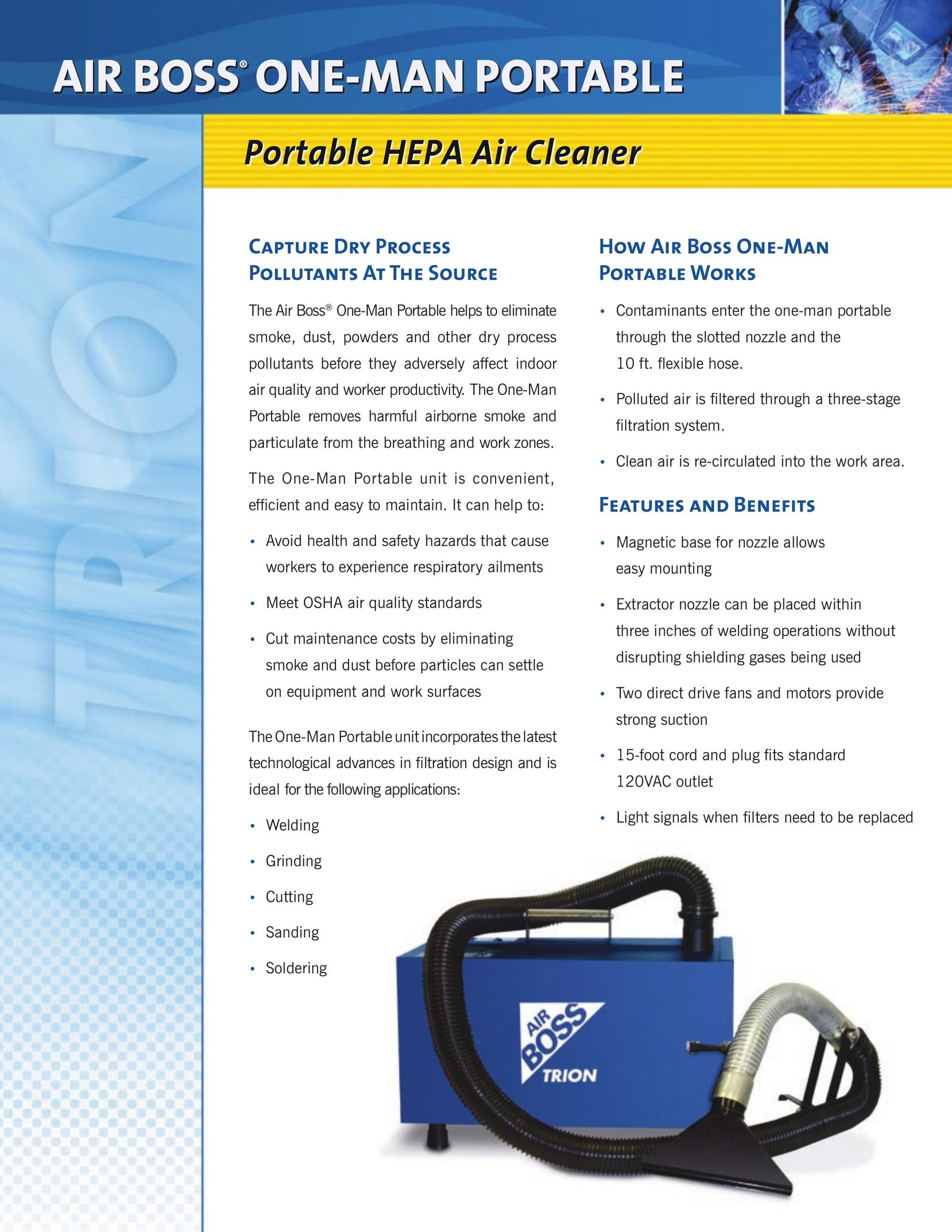 Trion Air Boss One Man Portable Air Cleaner User Manual