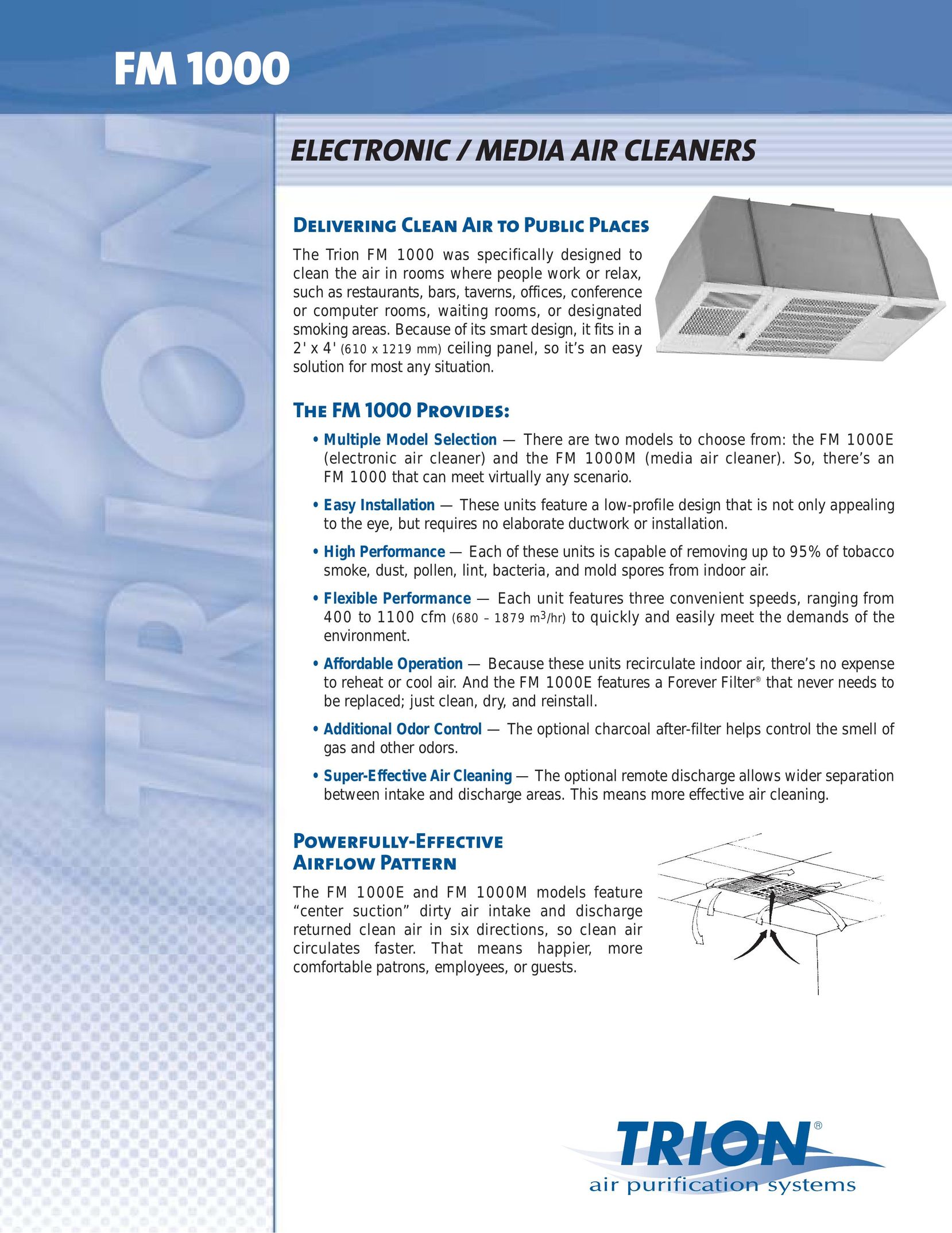 Trion FM 1000E Air Cleaner User Manual