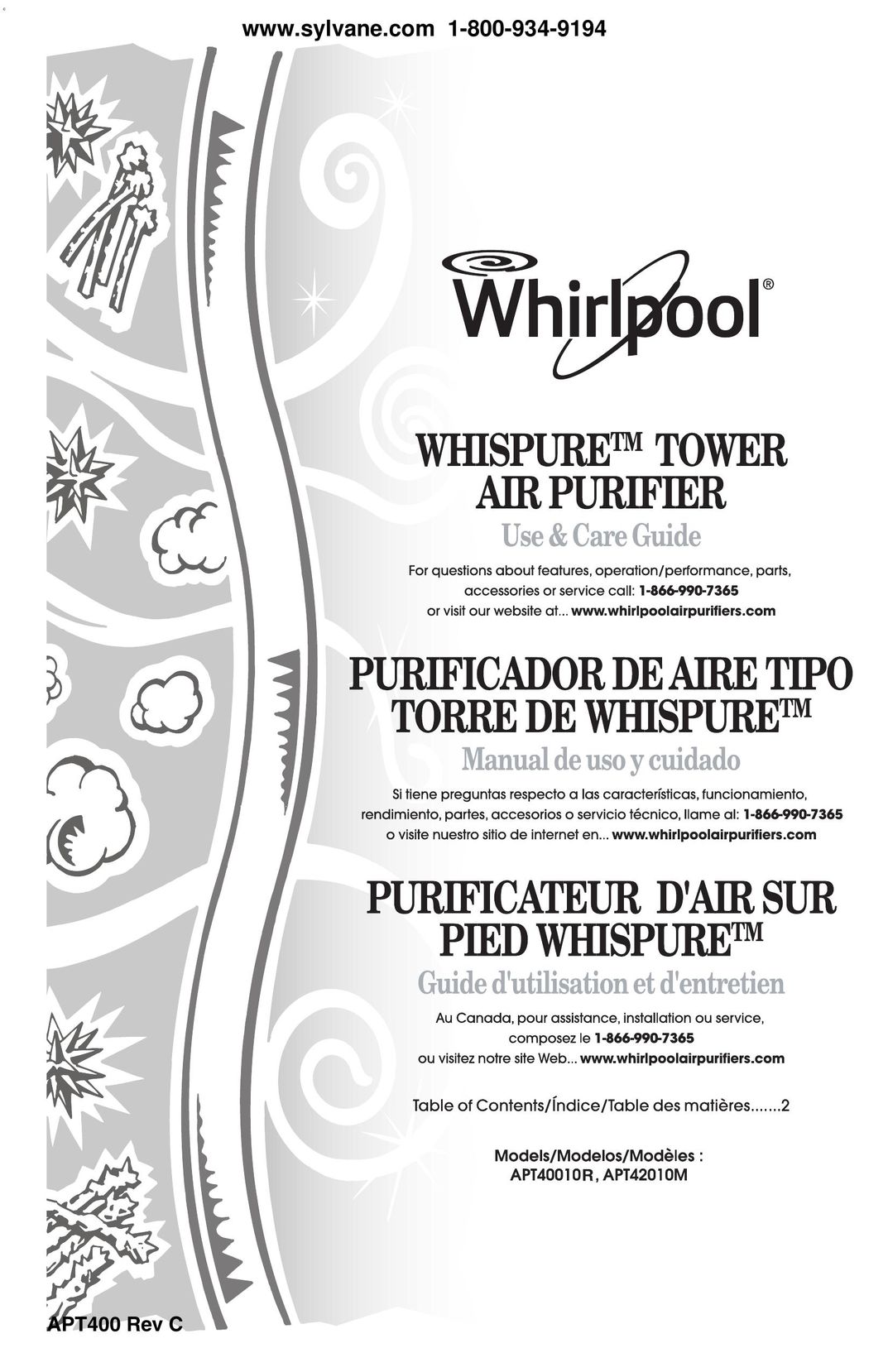 Whirlpool APT40010R Air Cleaner User Manual
