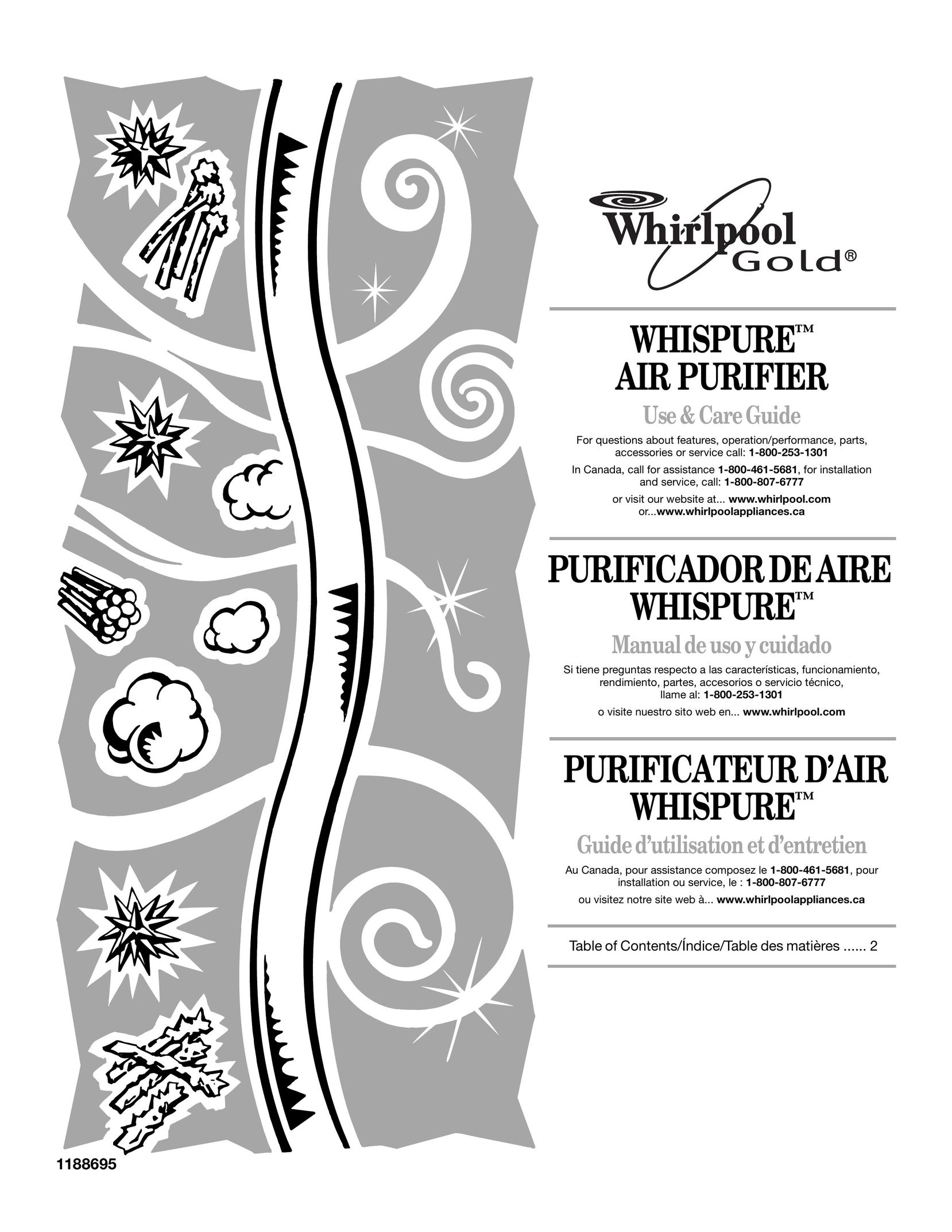 Whirlpool Whispure Air Purifier Air Cleaner User Manual