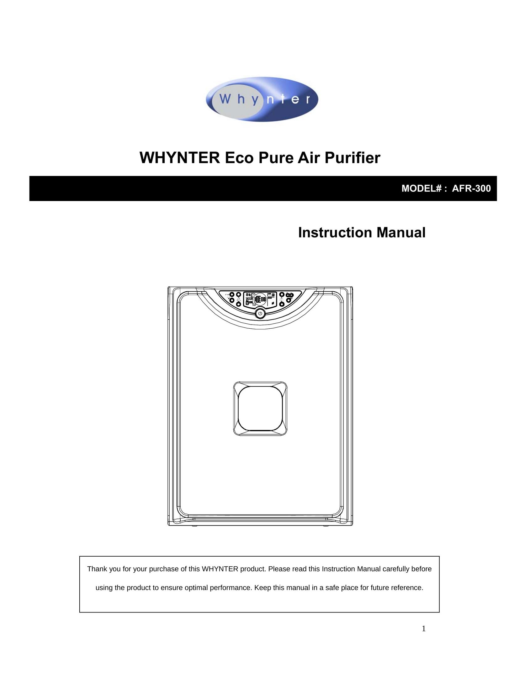 Whynter AFR-300 Air Cleaner User Manual
