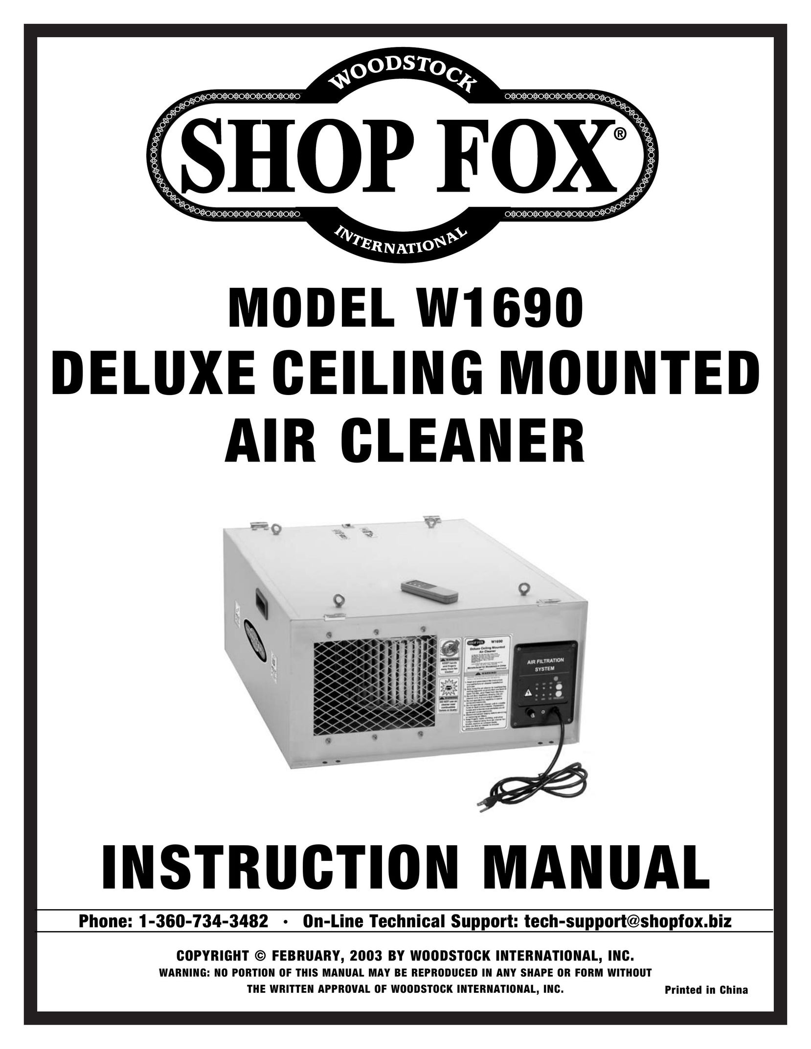 Woodstock W1690 Air Cleaner User Manual