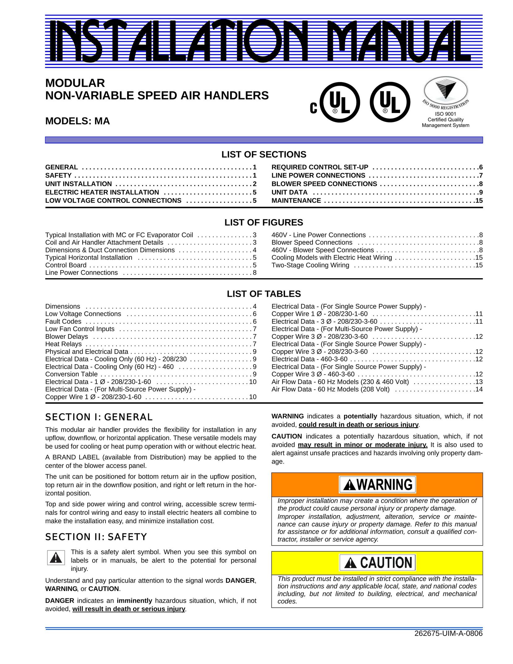 York MA Air Cleaner User Manual