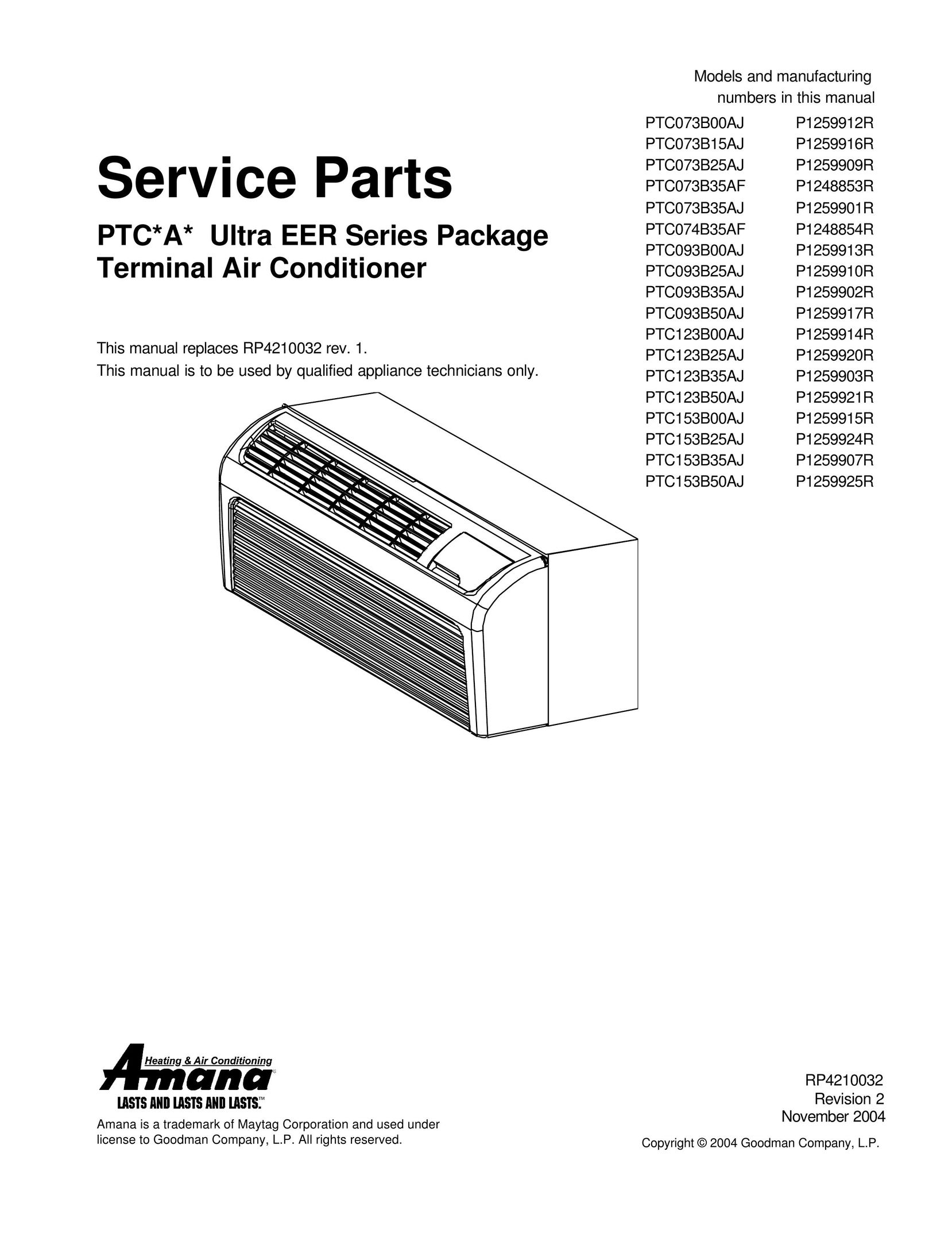 Amana RP4210032 Air Conditioner User Manual