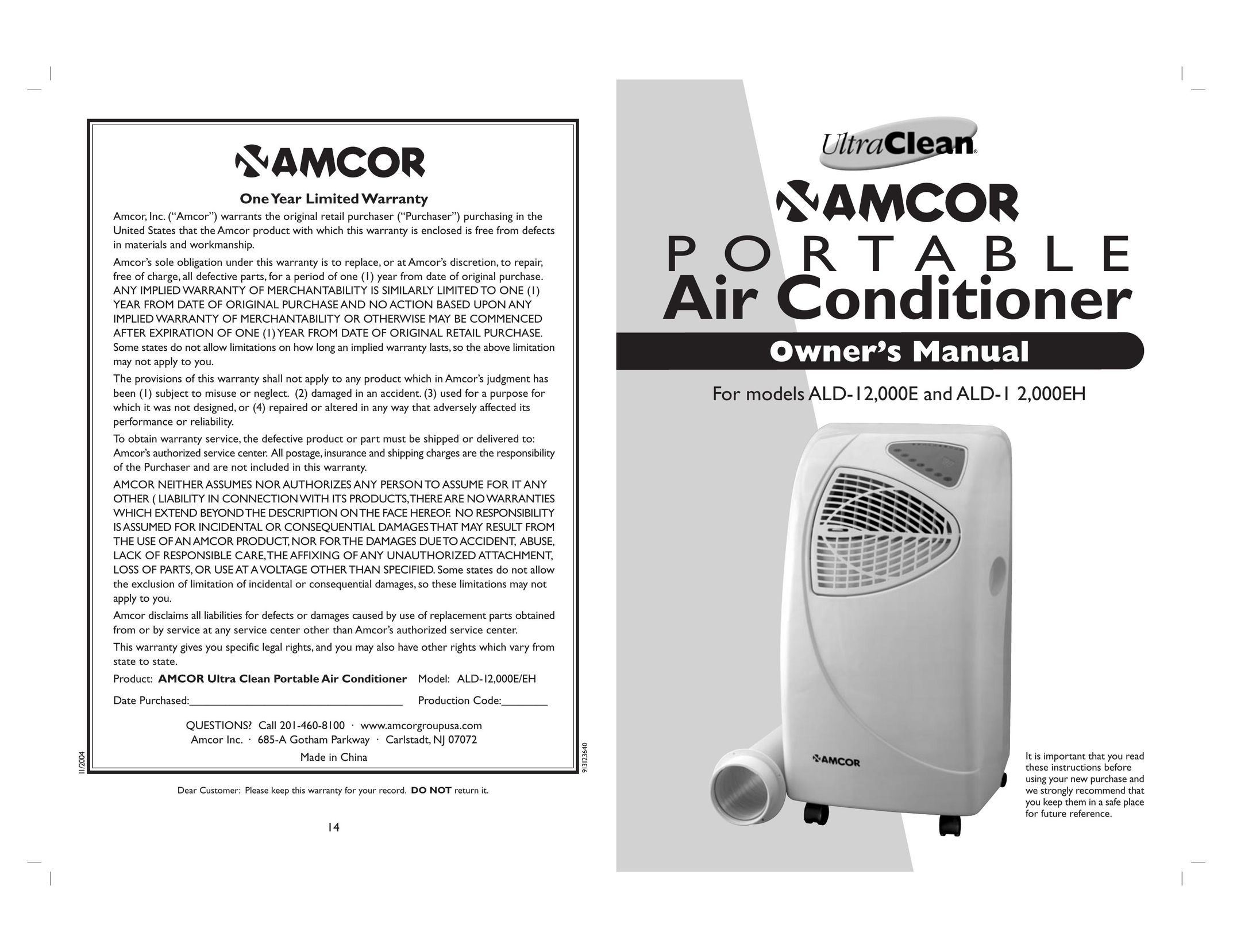 Amcor ALD-1 2 Air Conditioner User Manual
