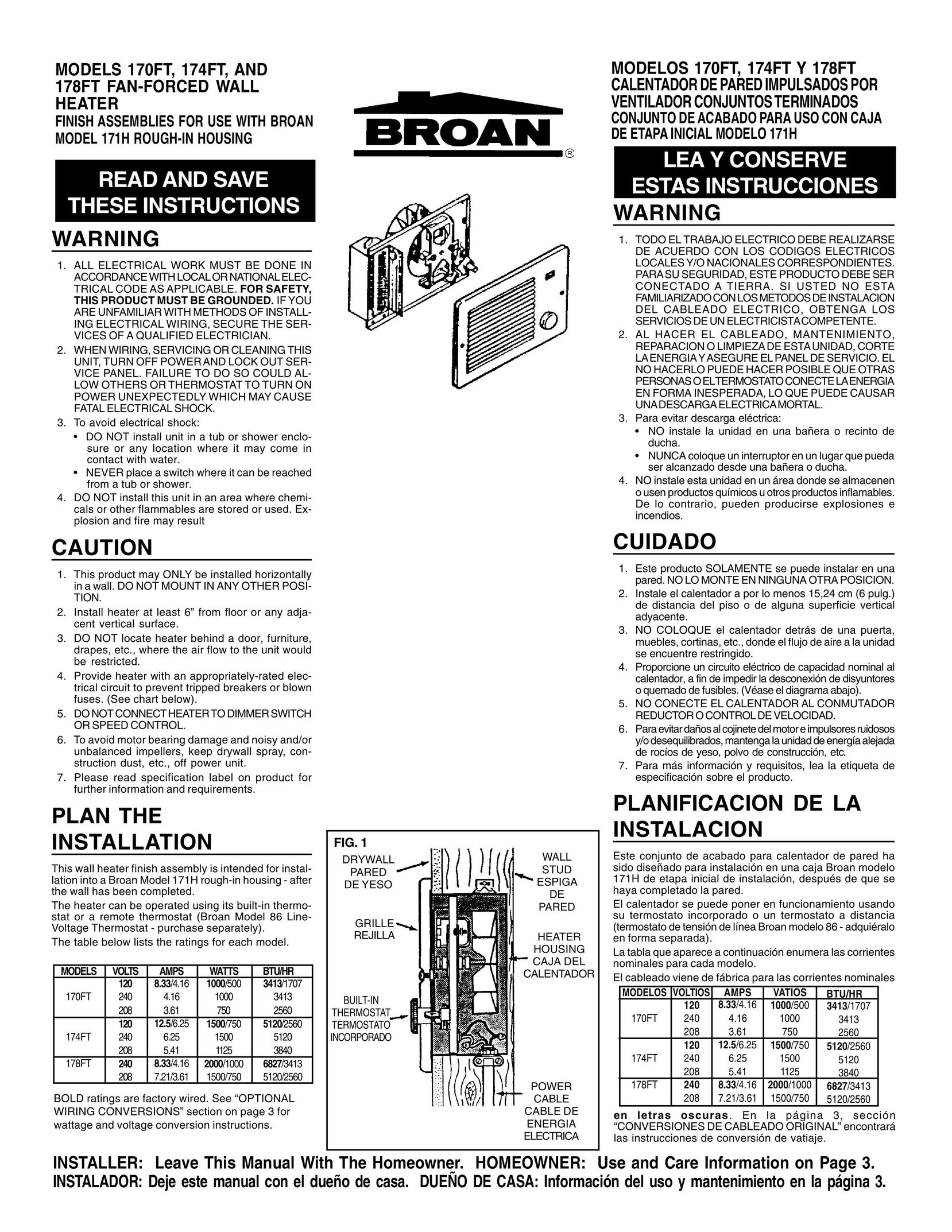 Broan 174FT Air Conditioner User Manual