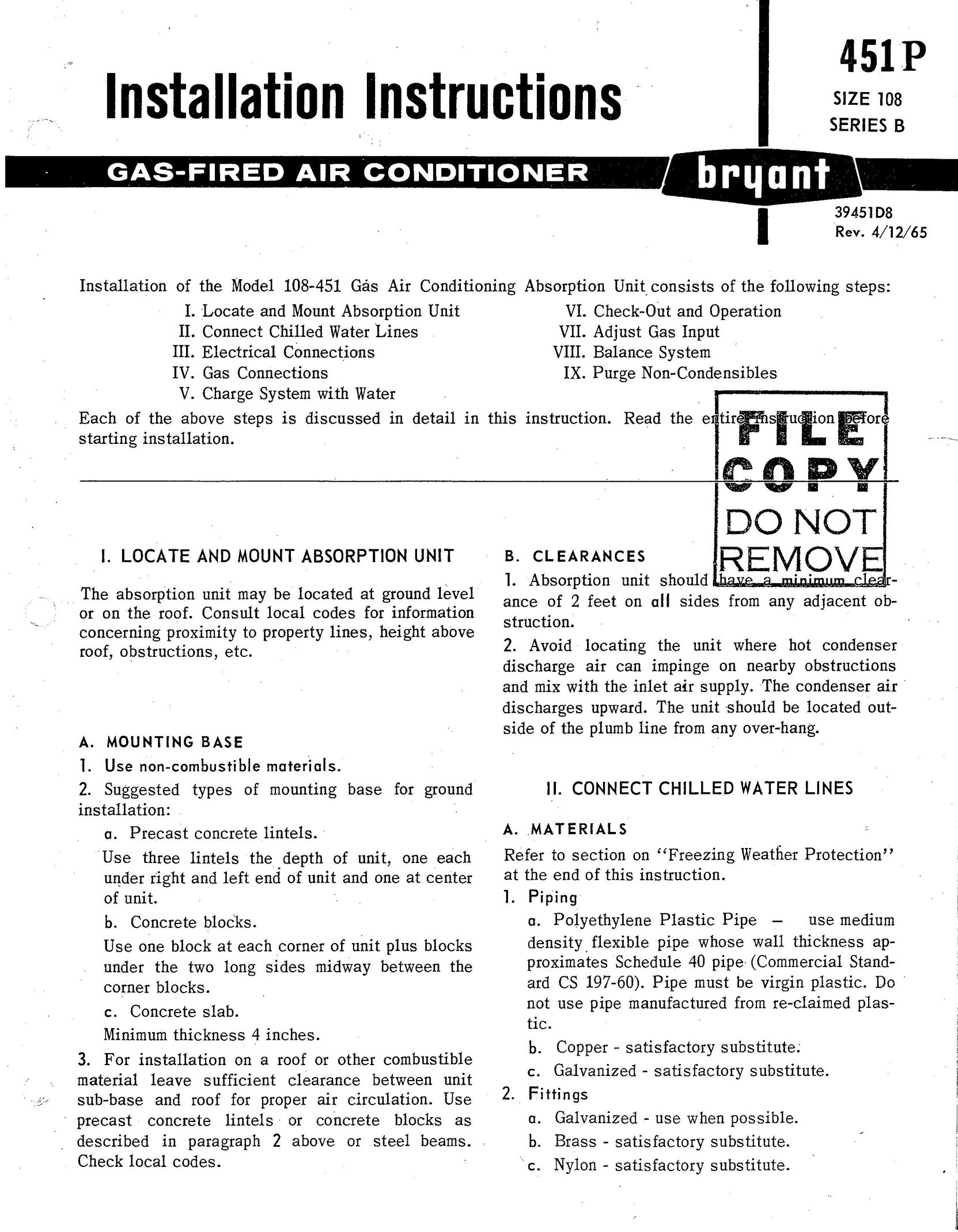 Bryant 451P Air Conditioner User Manual
