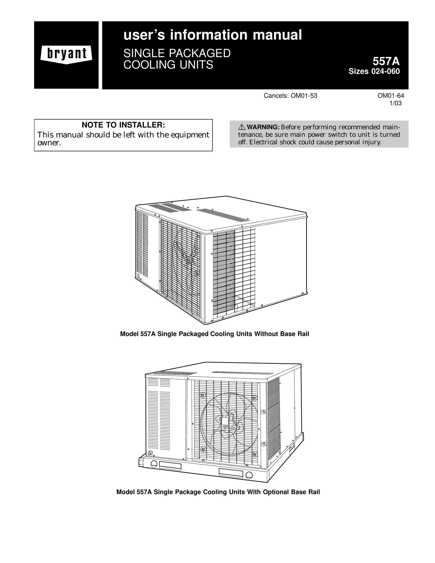 Bryant 557A Air Conditioner User Manual
