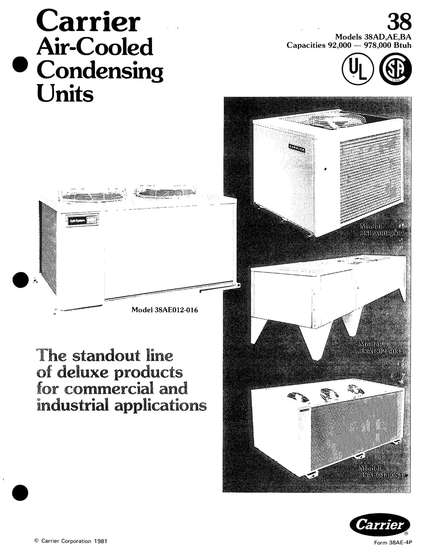 Carrier 38AE Air Conditioner User Manual
