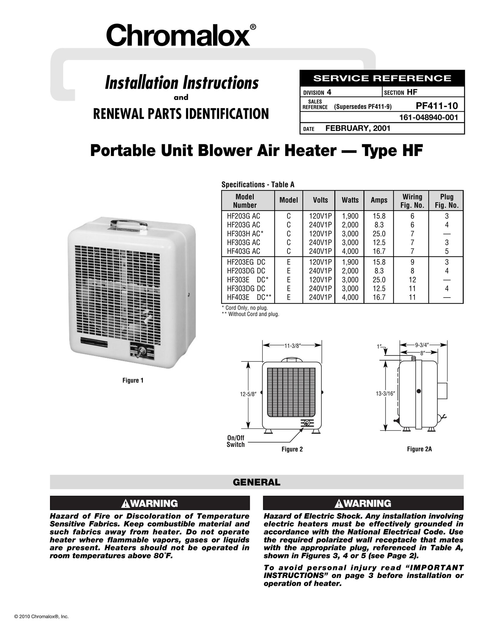 Chromalox PF411-10 Air Conditioner User Manual