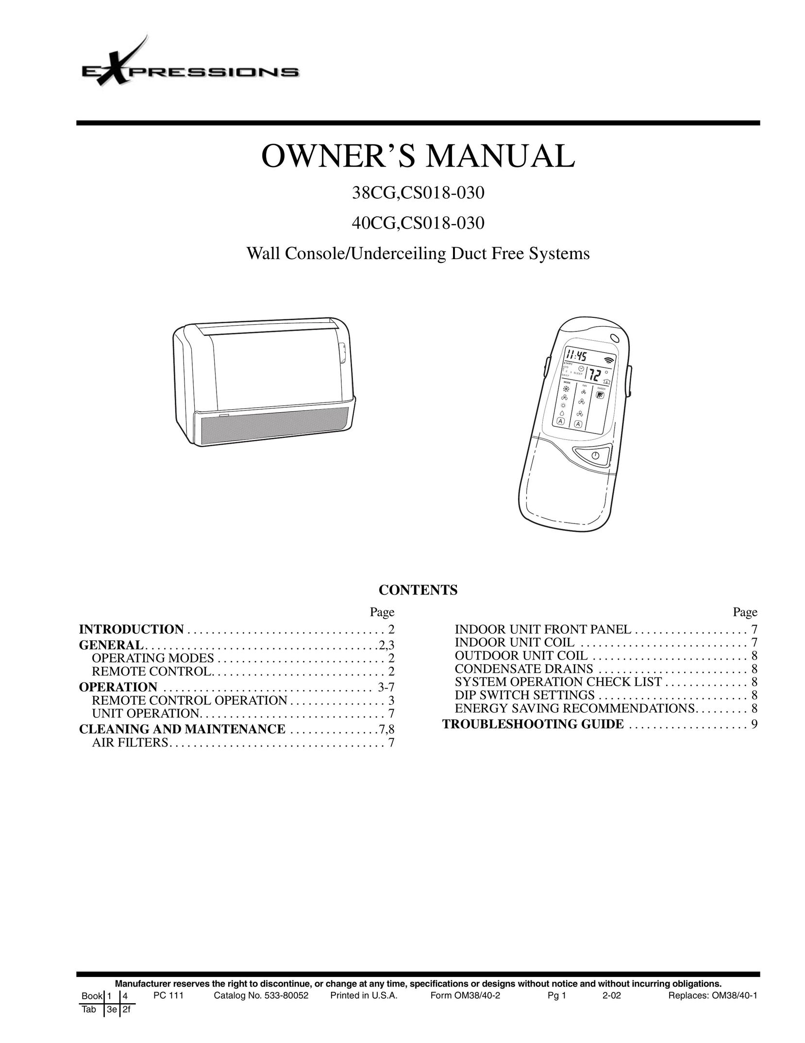 Computer Expressions 38CG Air Conditioner User Manual