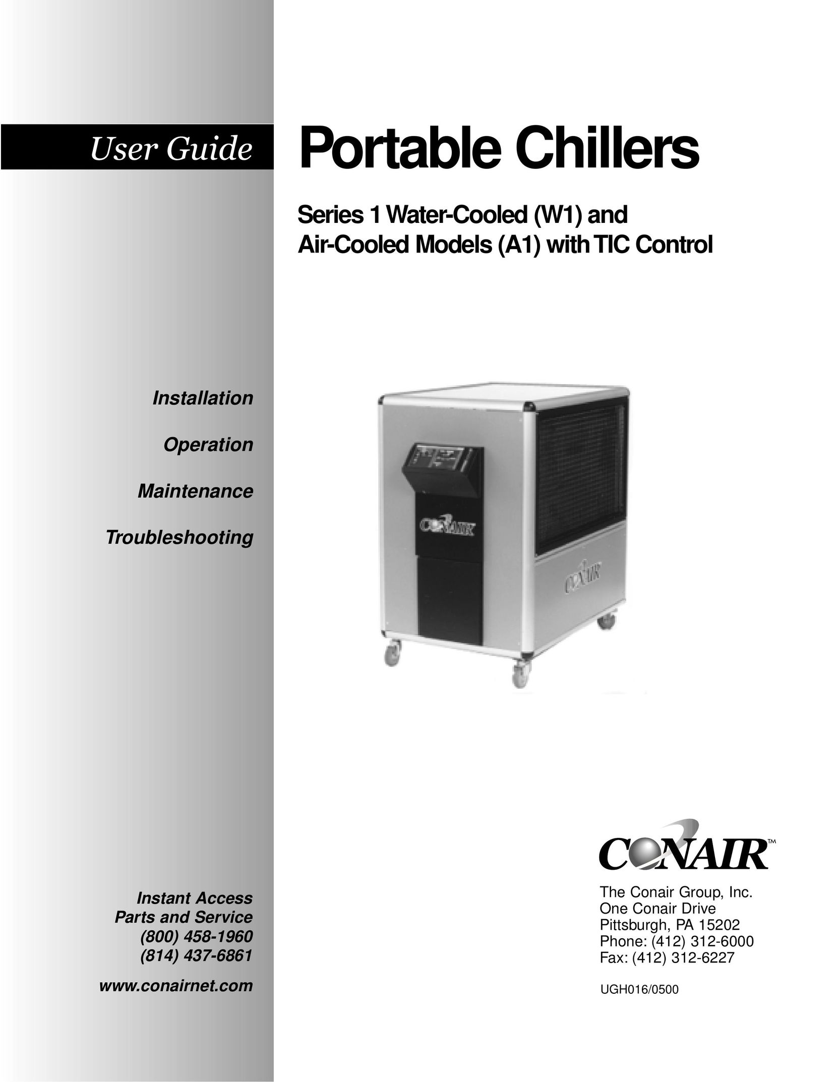 Conair Portable Chillers Series 1Water-Cooled (W1) and Air-Cooled Models (A1) withTIC Control Air Conditioner User Manual