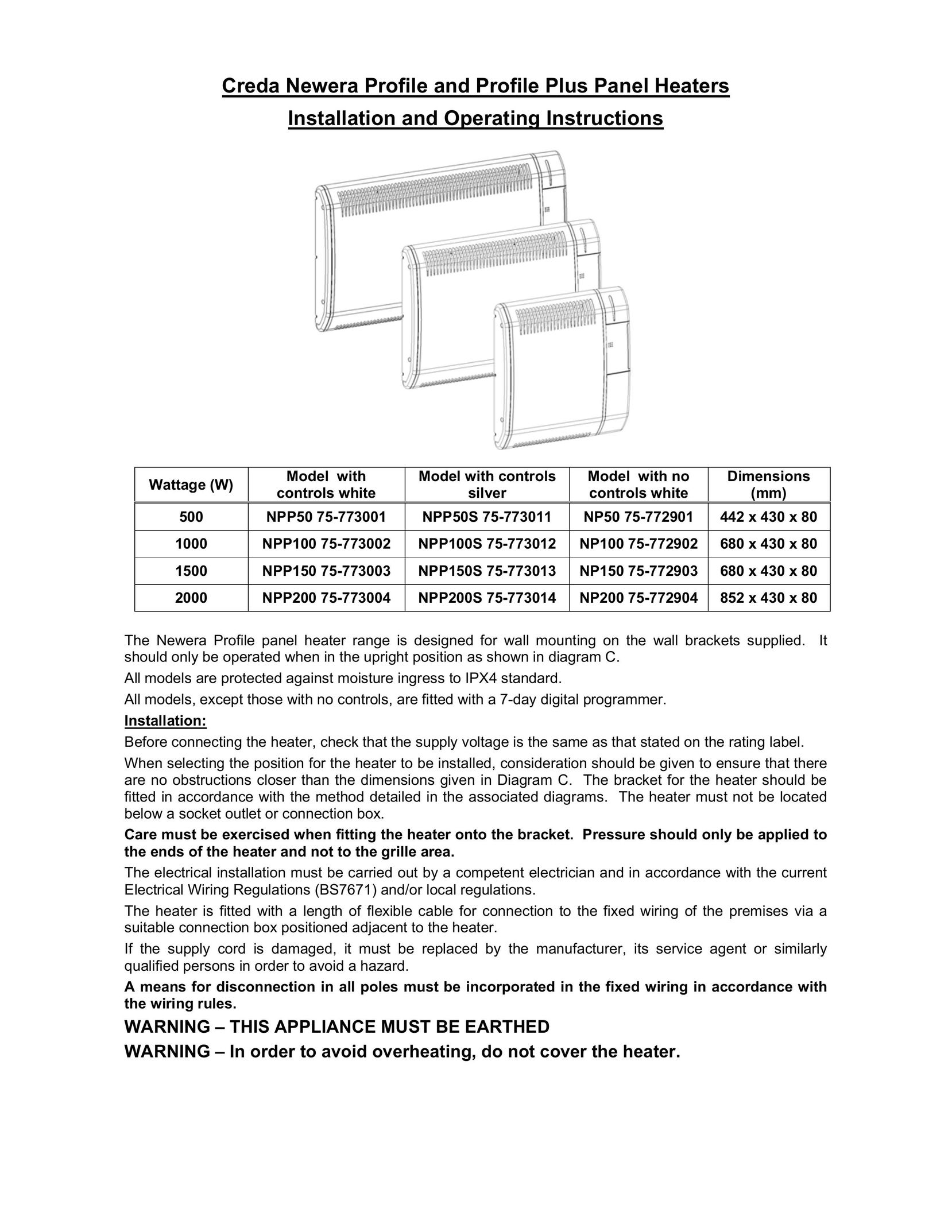Creda NPP100 75-773002 Air Conditioner User Manual