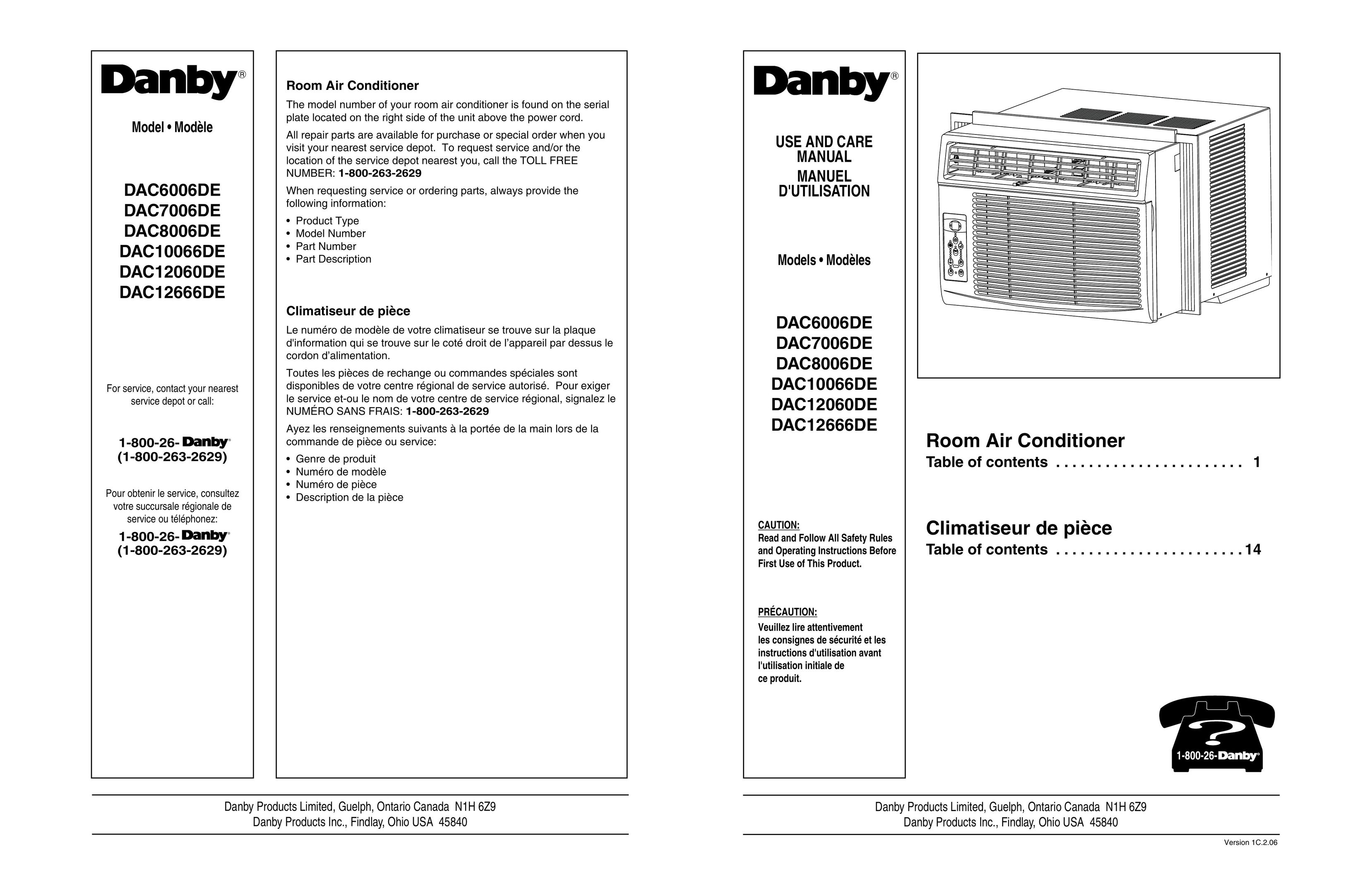 Danby DAC12060DE Air Conditioner User Manual