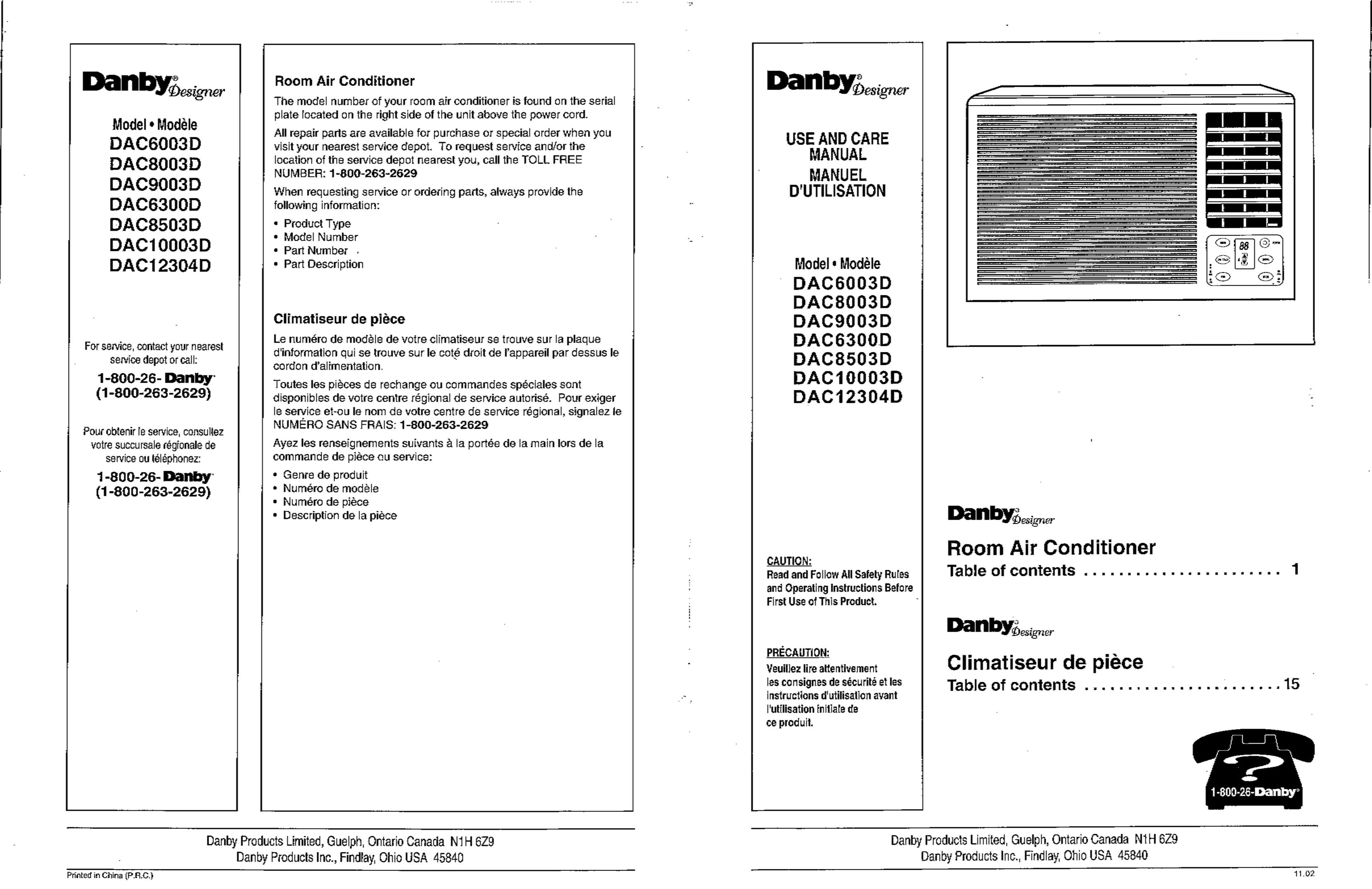 Danby DAC6003D Air Conditioner User Manual
