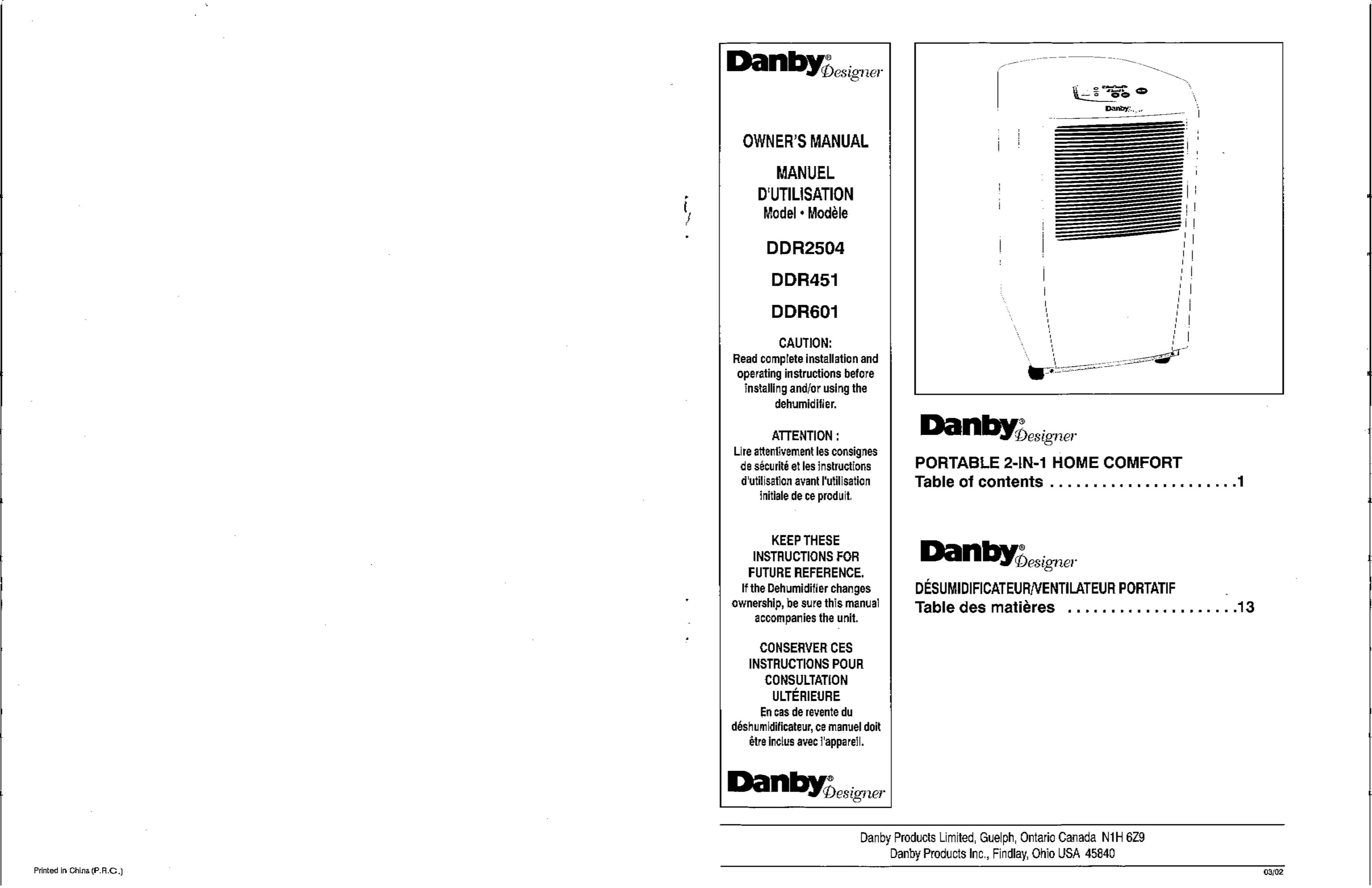 Danby DDR601 Air Conditioner User Manual