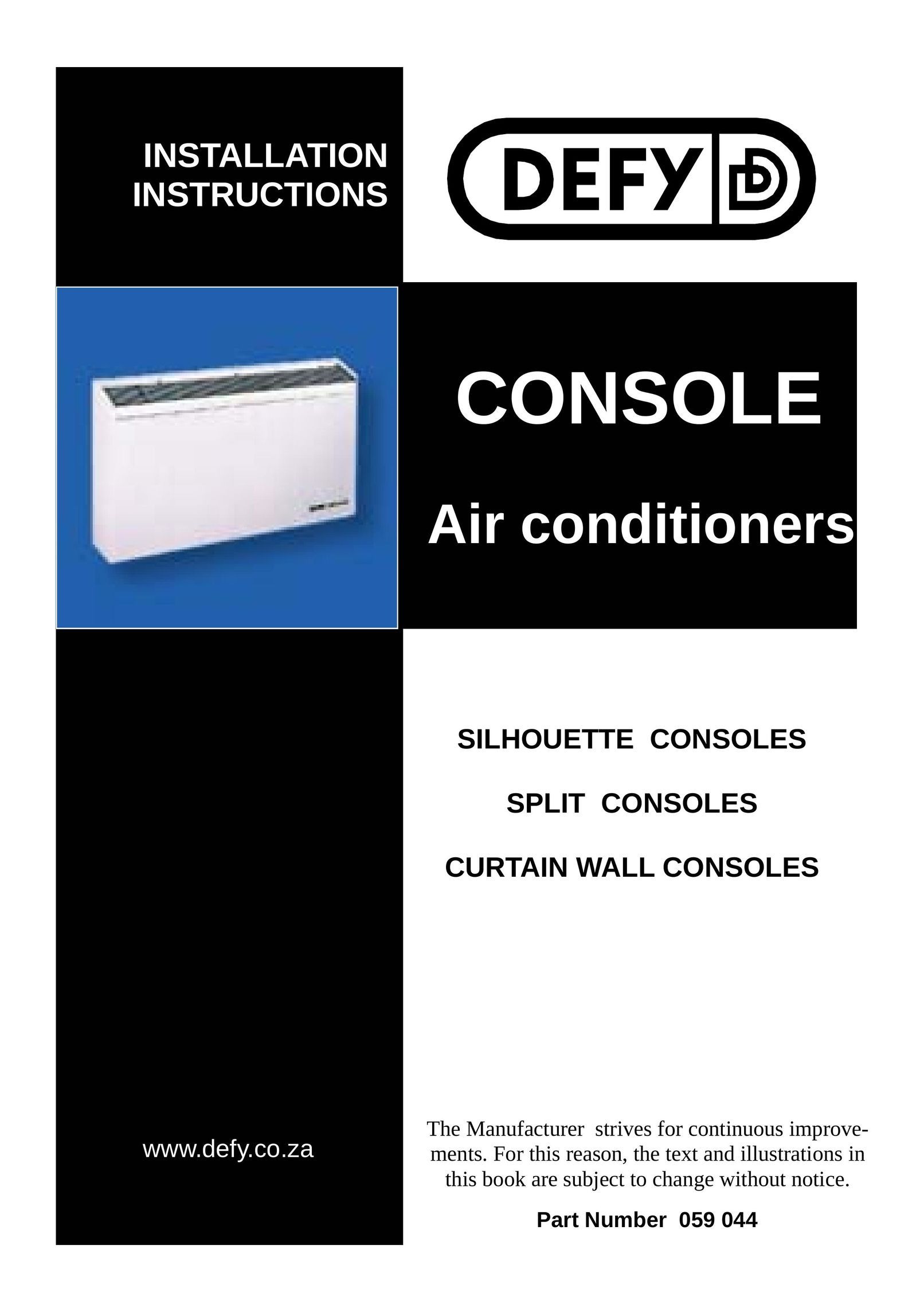 Defy Appliances Part Number 059 044 Air Conditioner User Manual