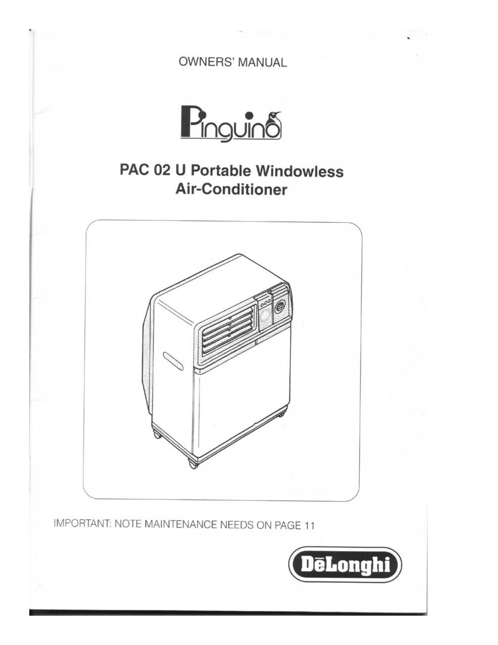 DeLonghi PAC 02 Air Conditioner User Manual