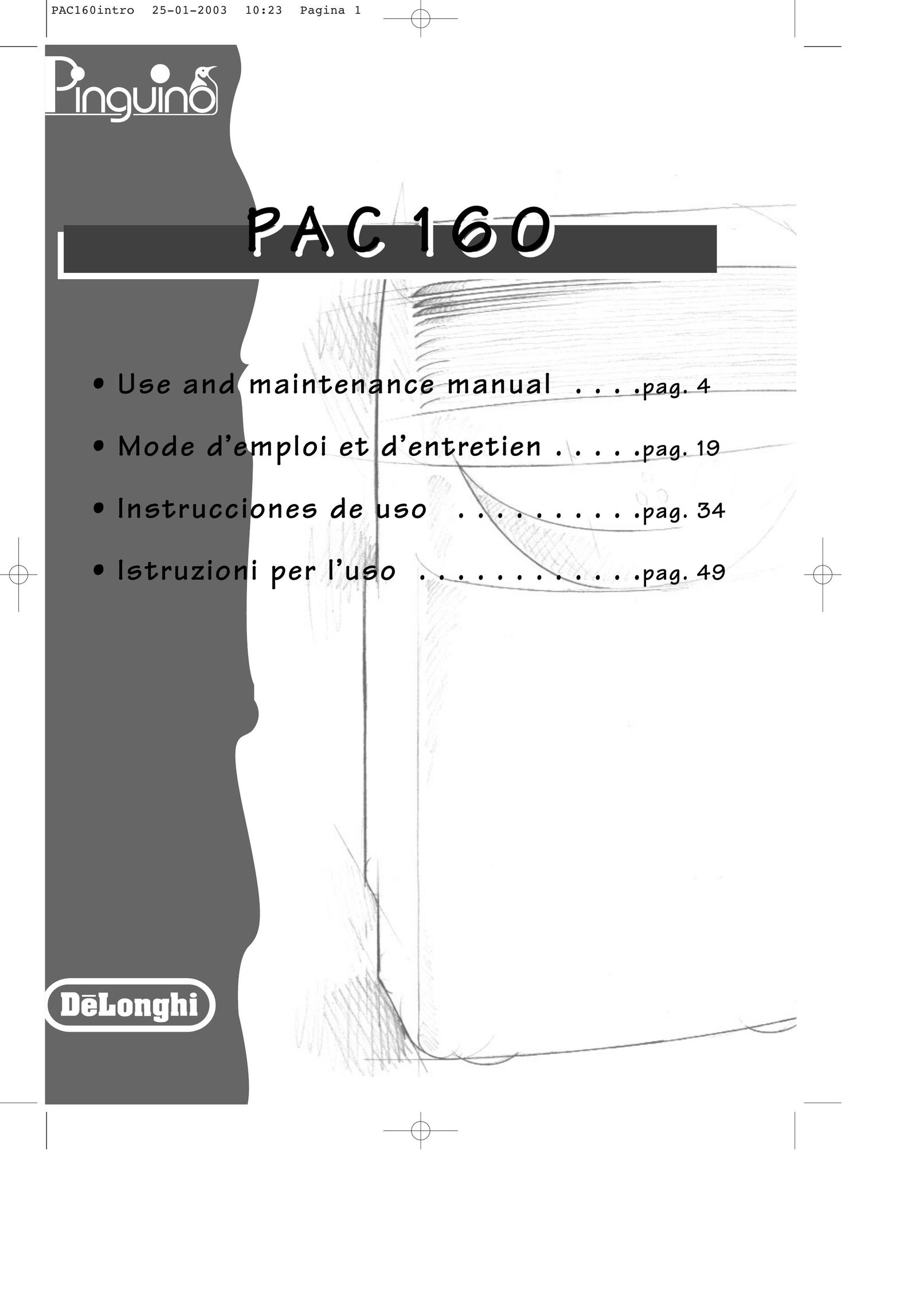 DeLonghi PAC160 Air Conditioner User Manual