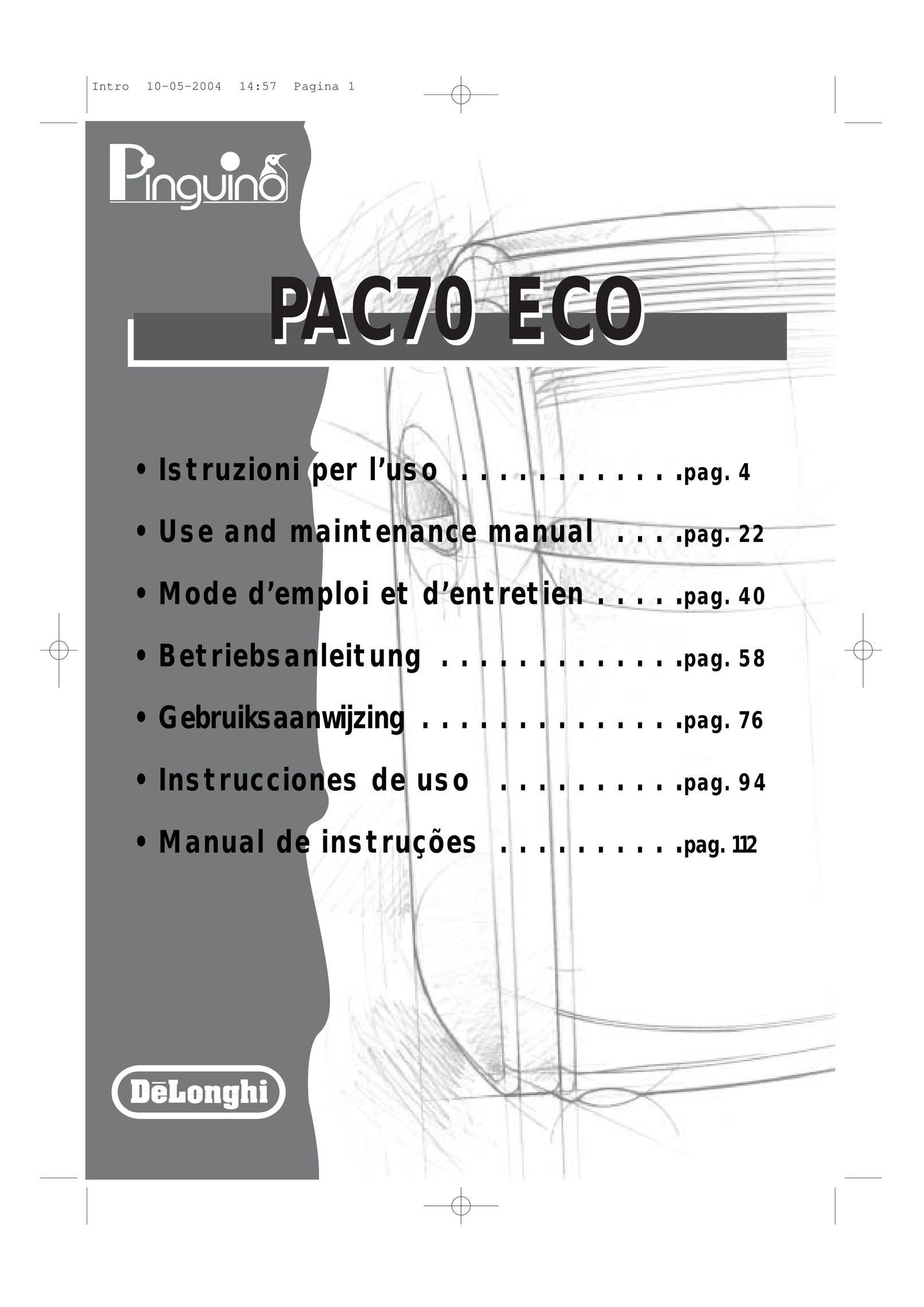 DeLonghi PAC70 ECO Air Conditioner User Manual