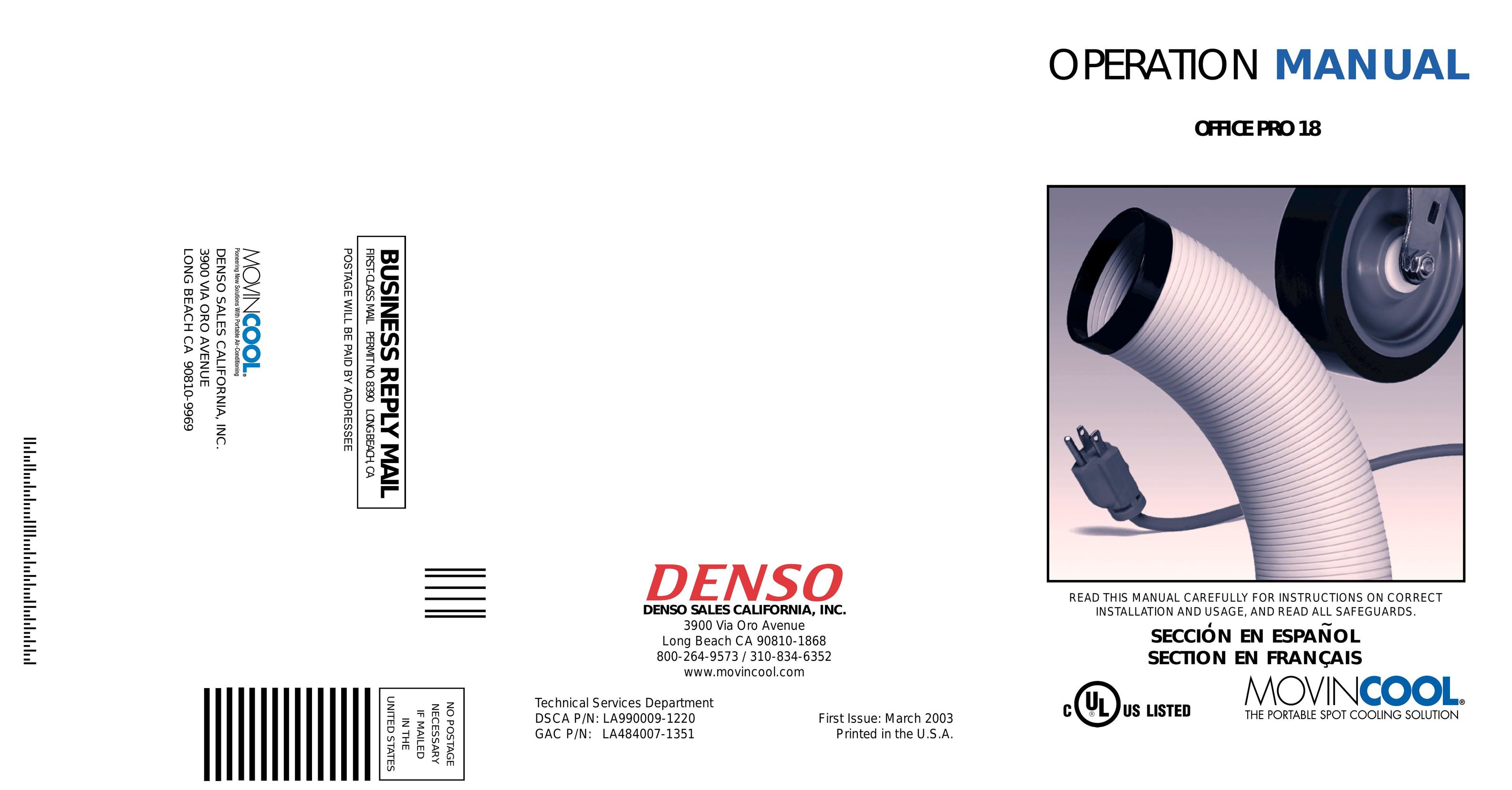 Denso OFFICE PRO 18 Air Conditioner User Manual