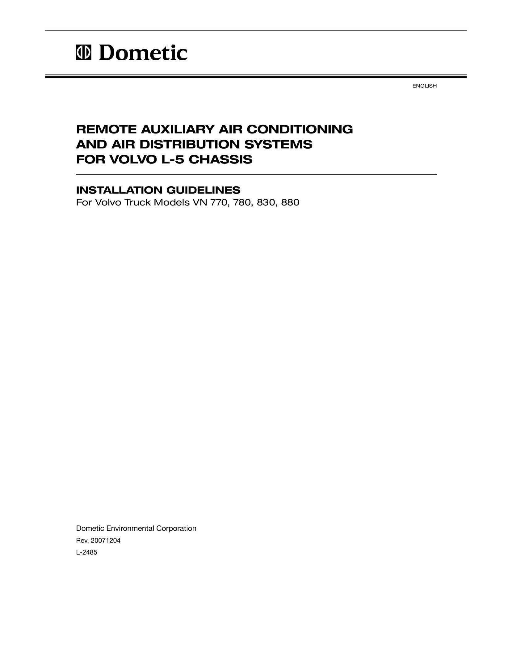 Dometic VN 830 Air Conditioner User Manual