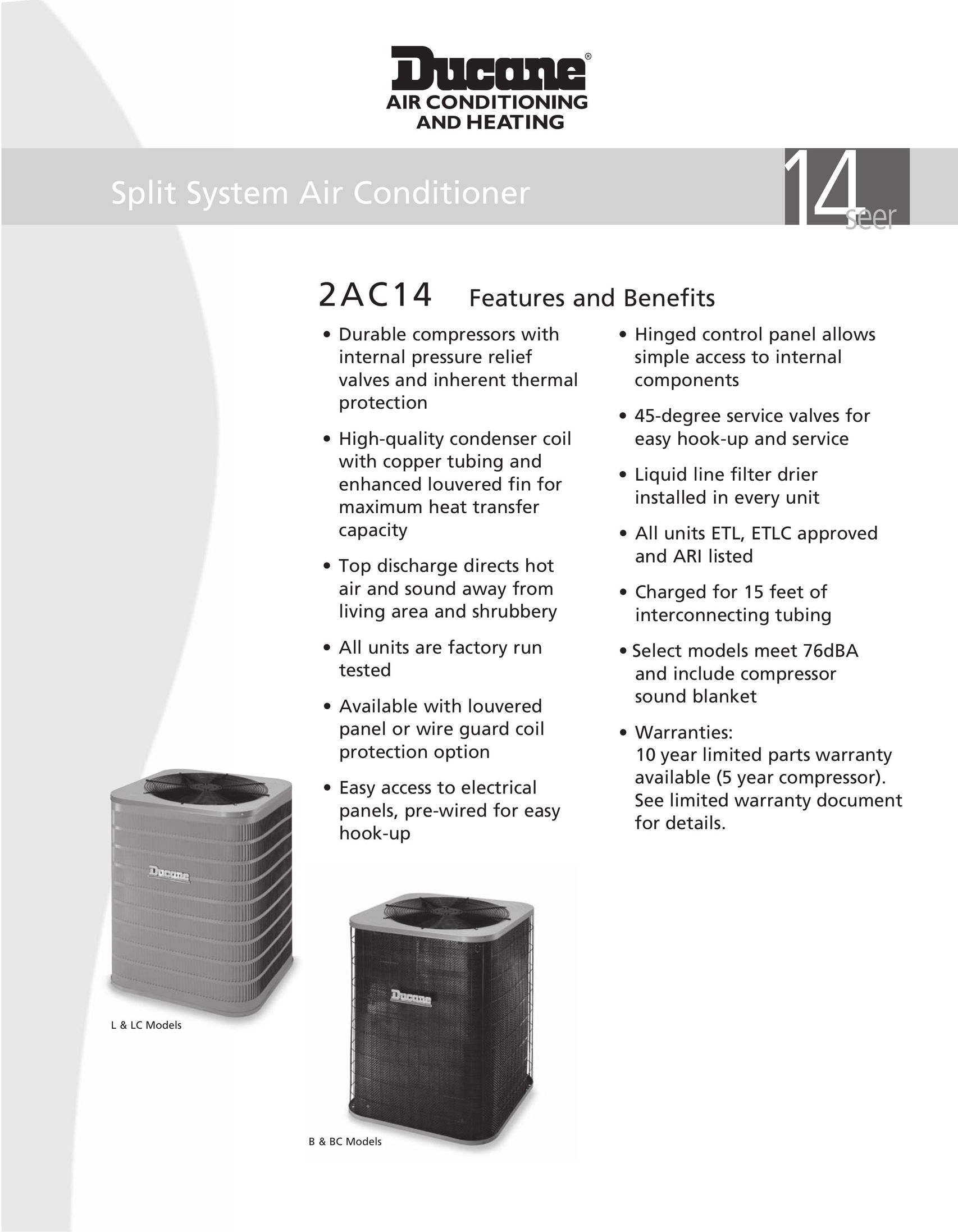 Ducane 2AC14 Air Conditioner User Manual