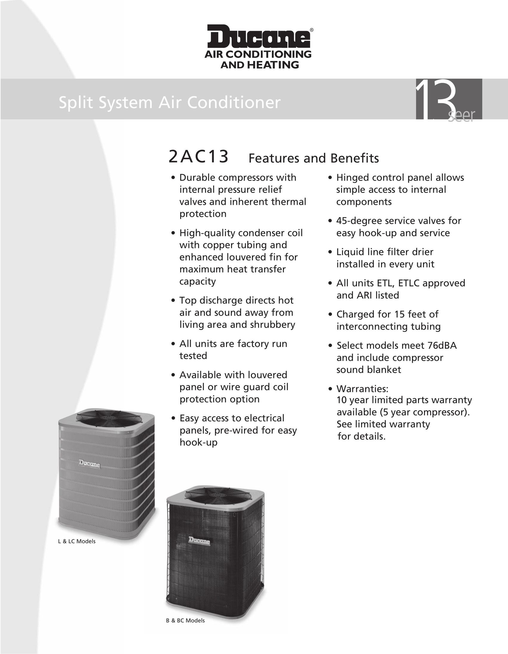 Ducane (HVAC) 2AC13 Air Conditioner User Manual