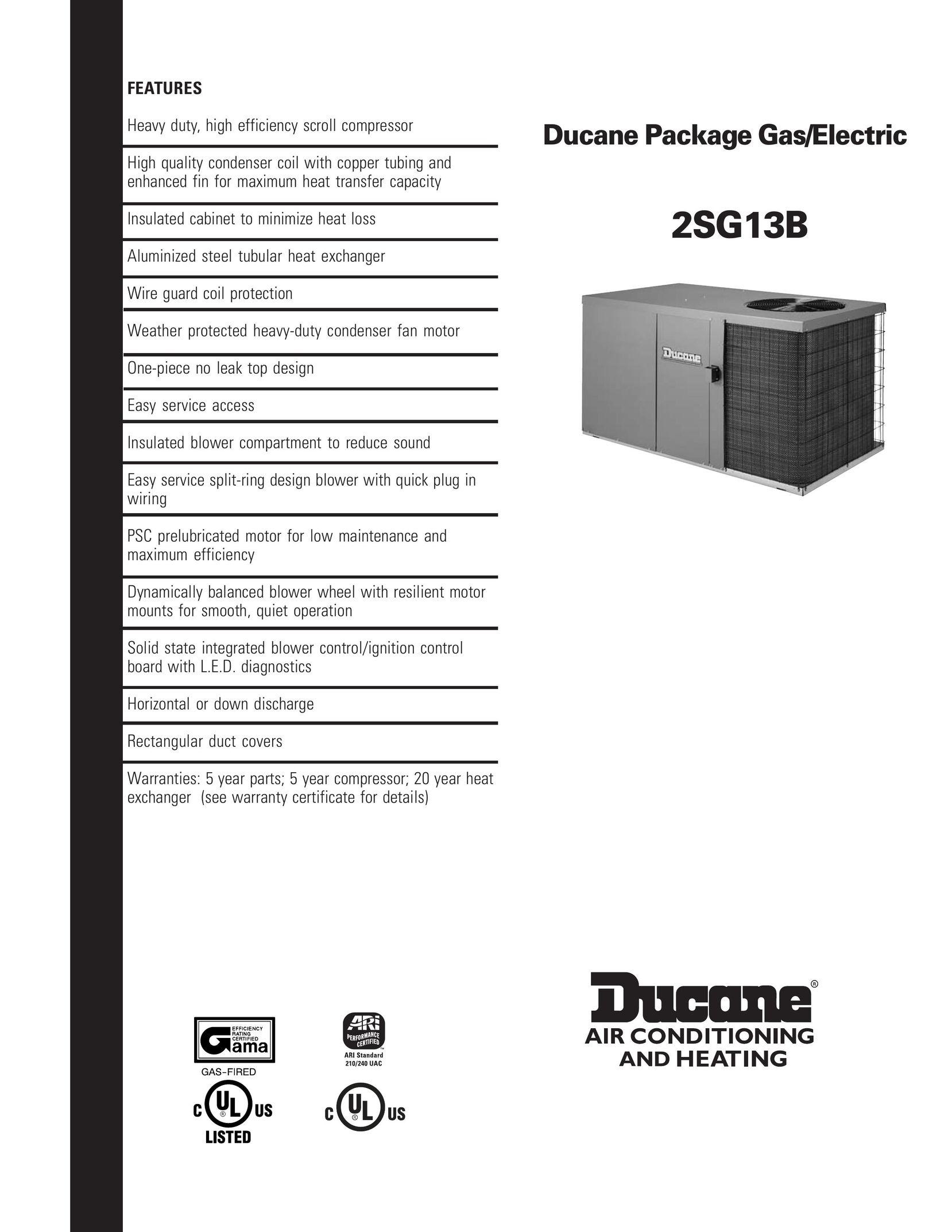 Ducane (HVAC) 2SG13B Air Conditioner User Manual