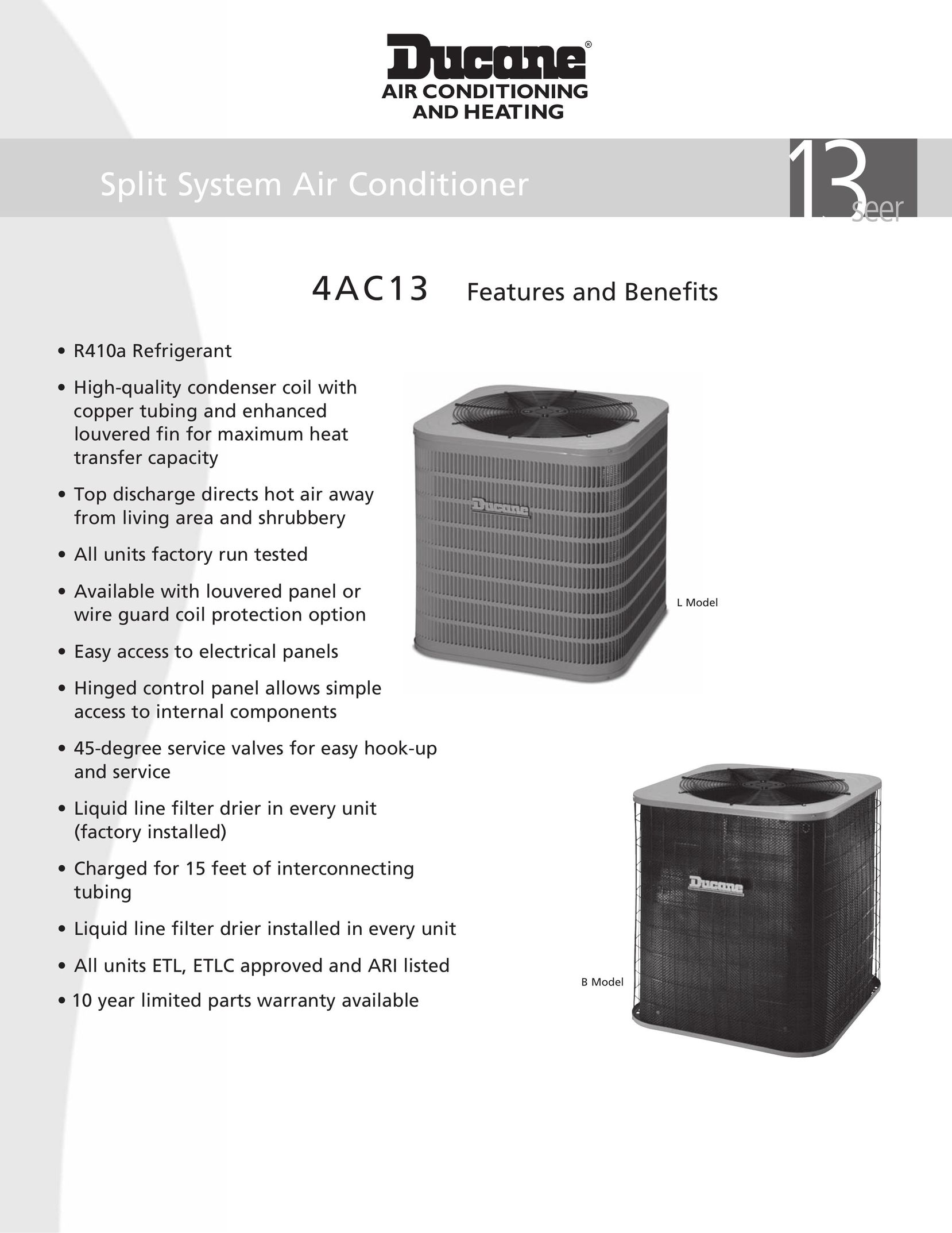 Ducane (HVAC) 4AC13 Air Conditioner User Manual