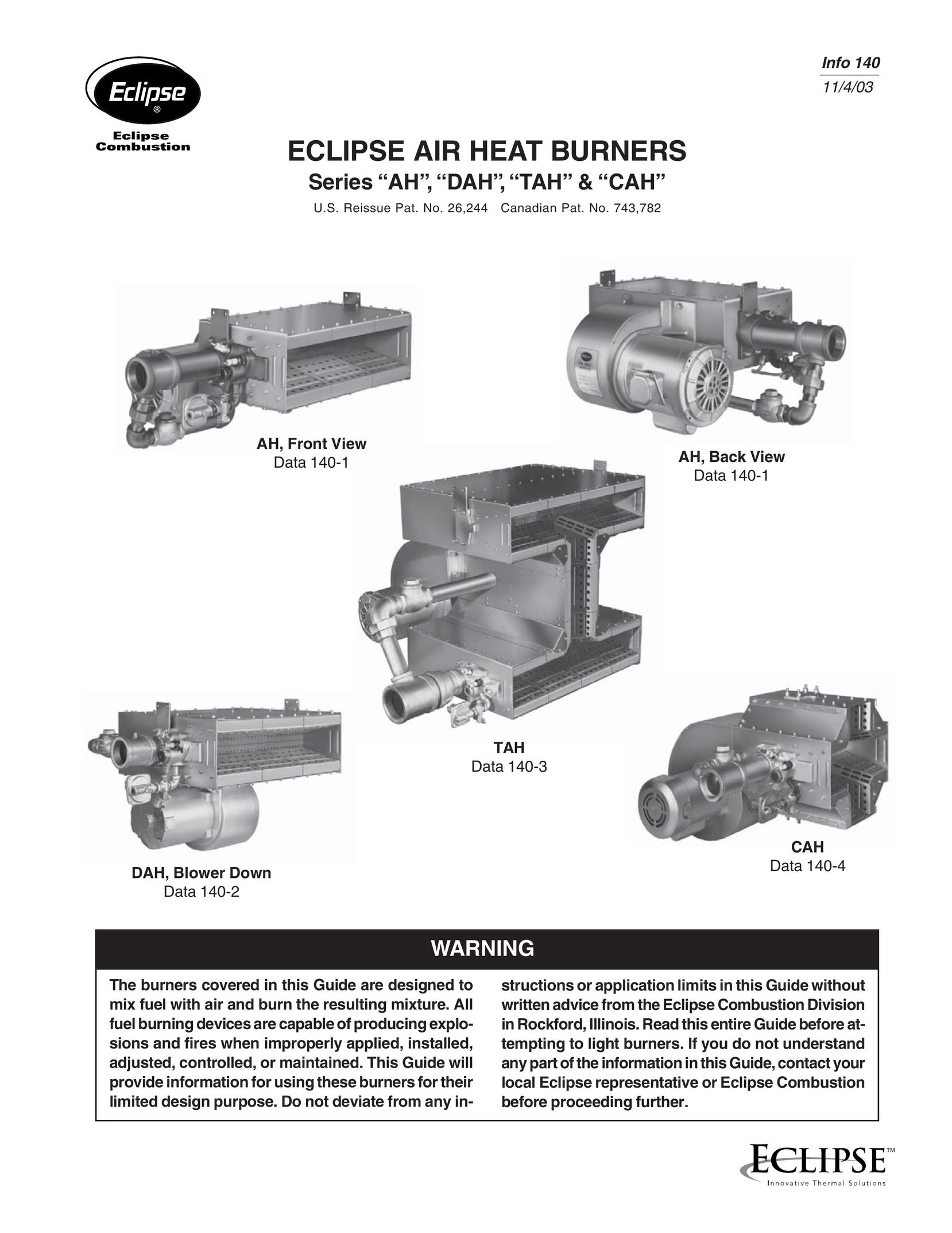 Eclipse Combustion CAH Air Conditioner User Manual