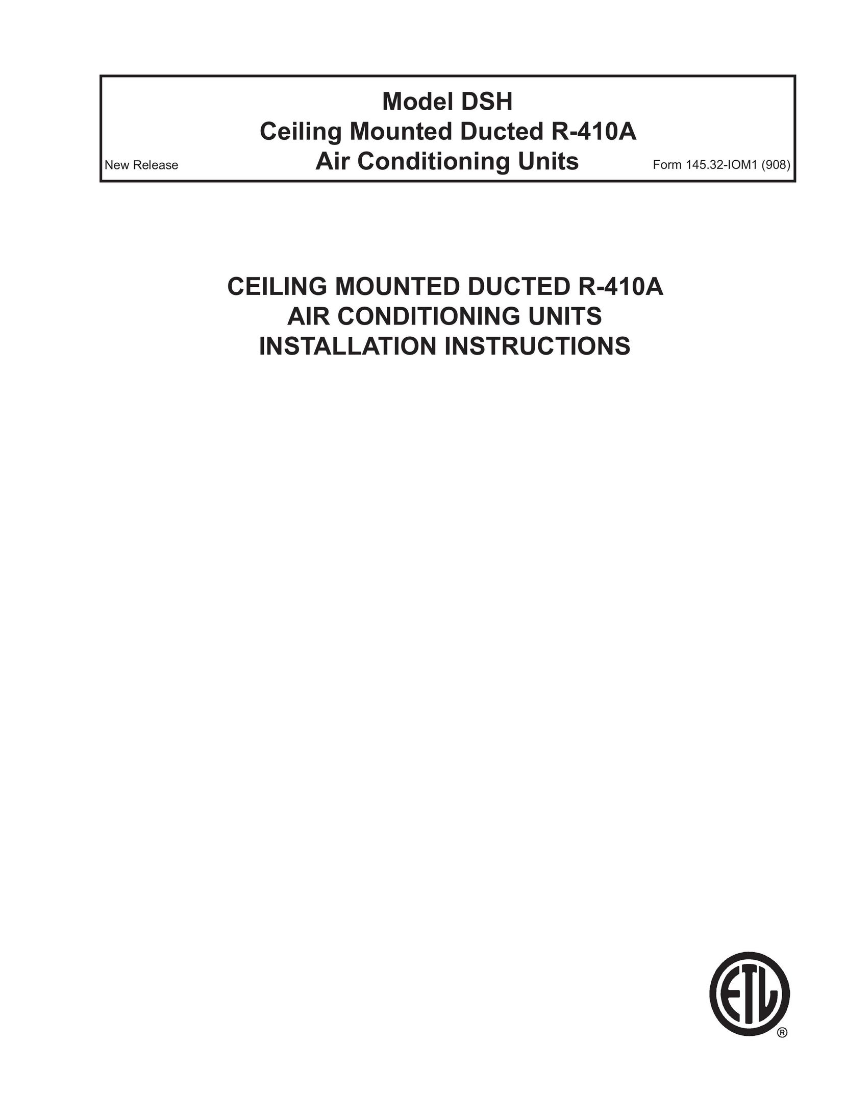 Energy Tech Laboratories DSH Air Conditioner User Manual